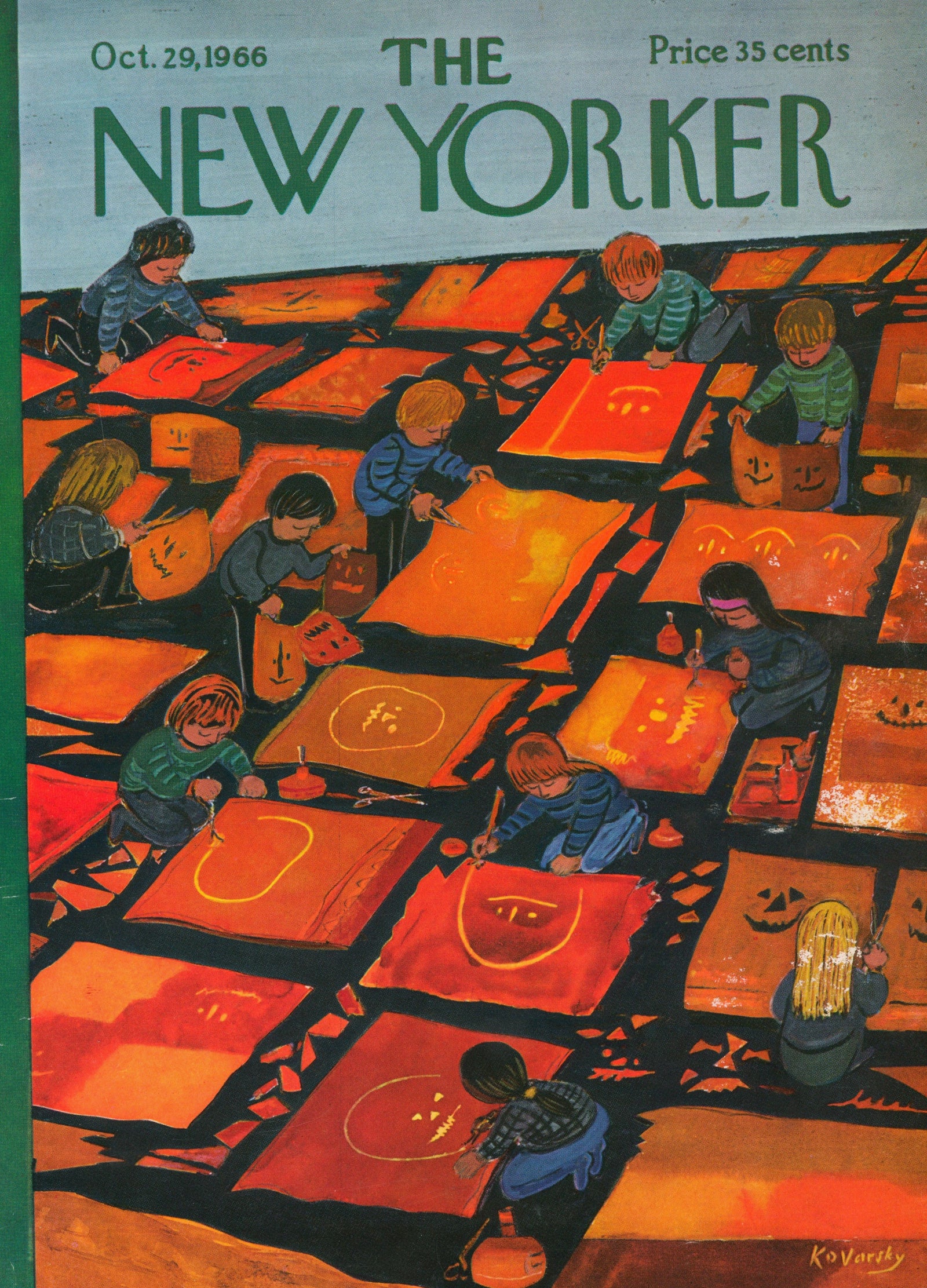 Halloween Pumpkins- The New Yorker - Authentic Vintage Antique Print