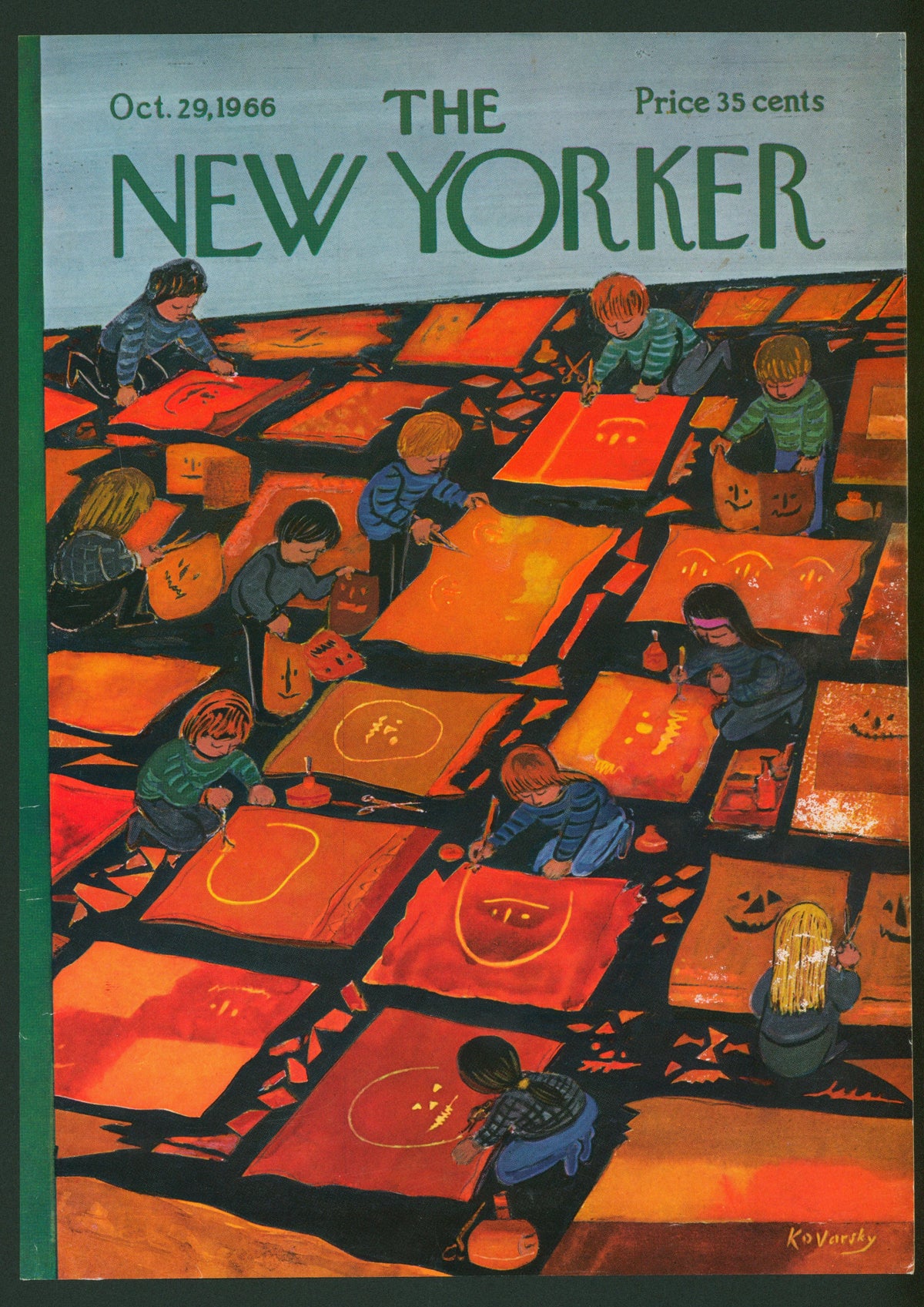 Halloween Pumpkins- The New Yorker - Authentic Vintage Antique Print