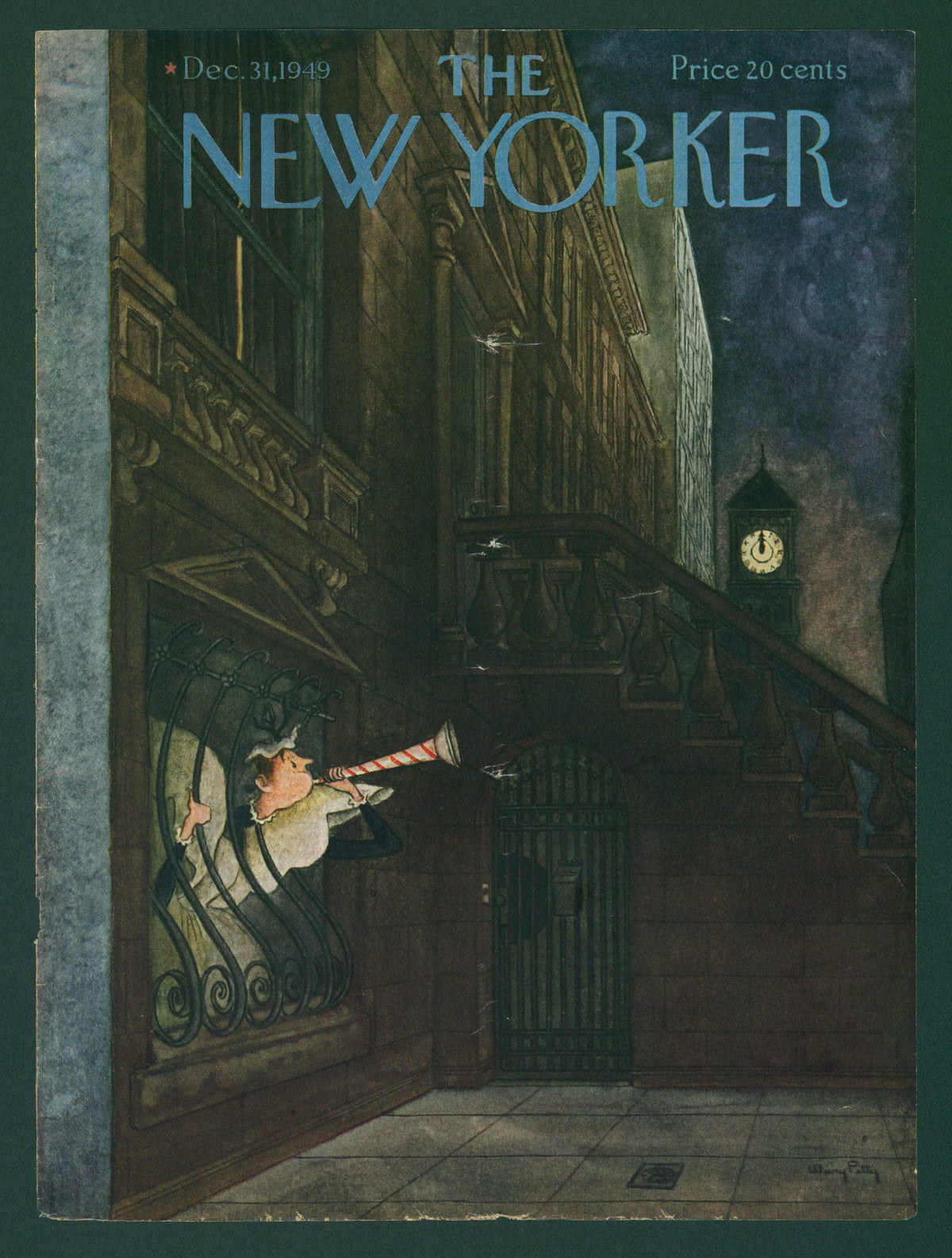 Midnight Call- The New Yorker - Authentic Vintage Antique Print