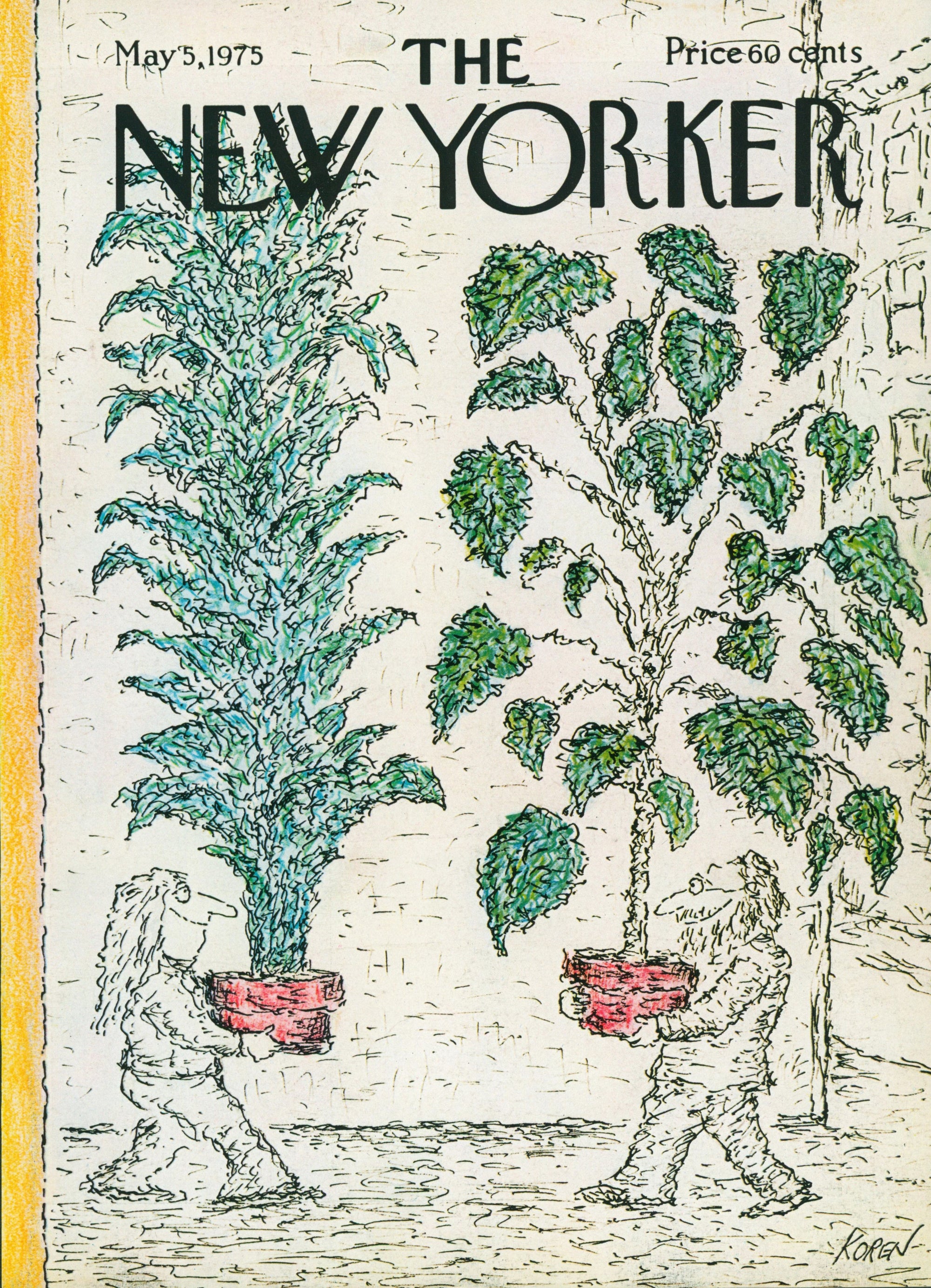 Planting Trees- The New Yorker - Authentic Vintage Antique Print