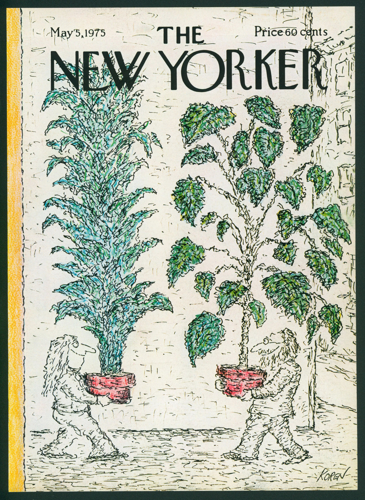 Planting Trees- The New Yorker - Authentic Vintage Antique Print
