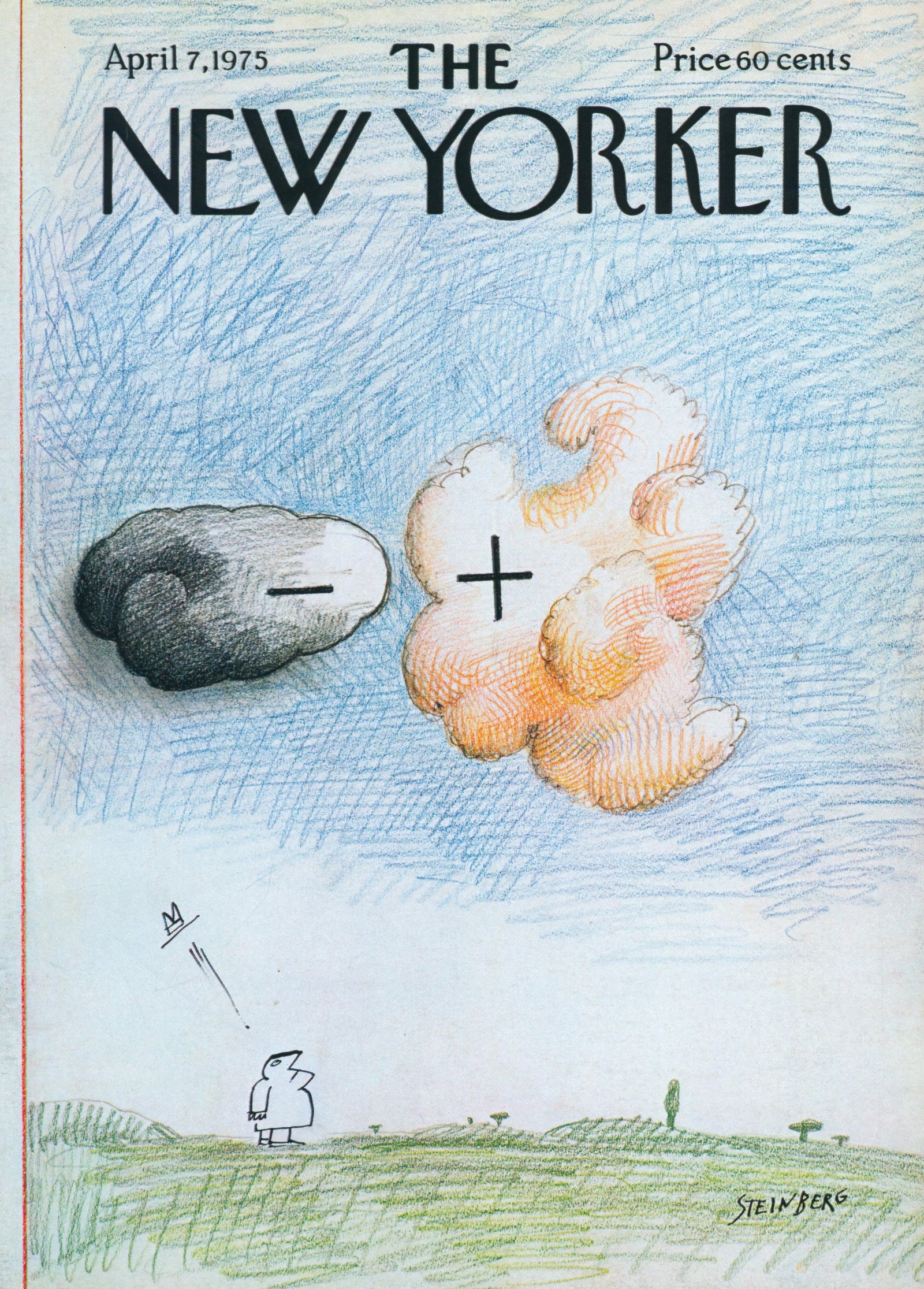 Chasing Clouds- The New Yorker - Authentic Vintage Antique Print