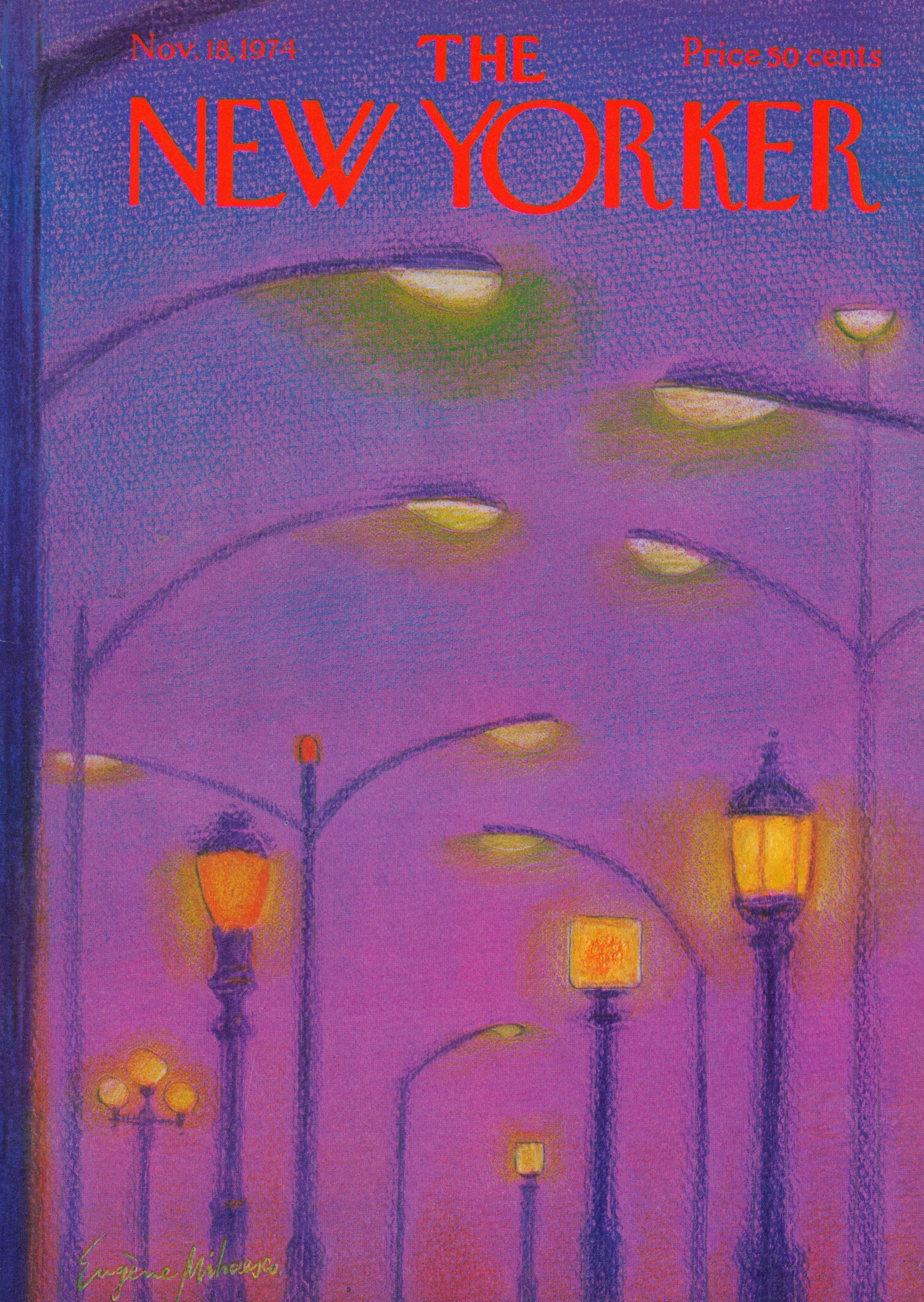 Sunset Lampost- The New Yorker - Authentic Vintage Cover Art