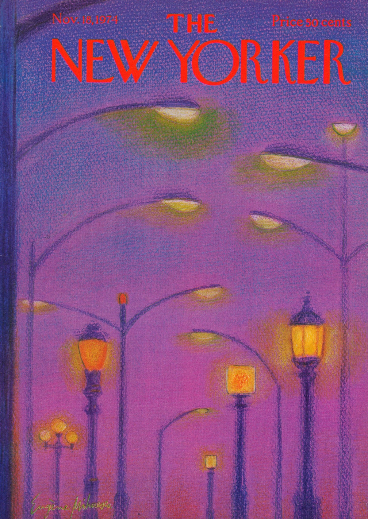 City Lights- The New Yorker - Authentic Vintage Antique Print