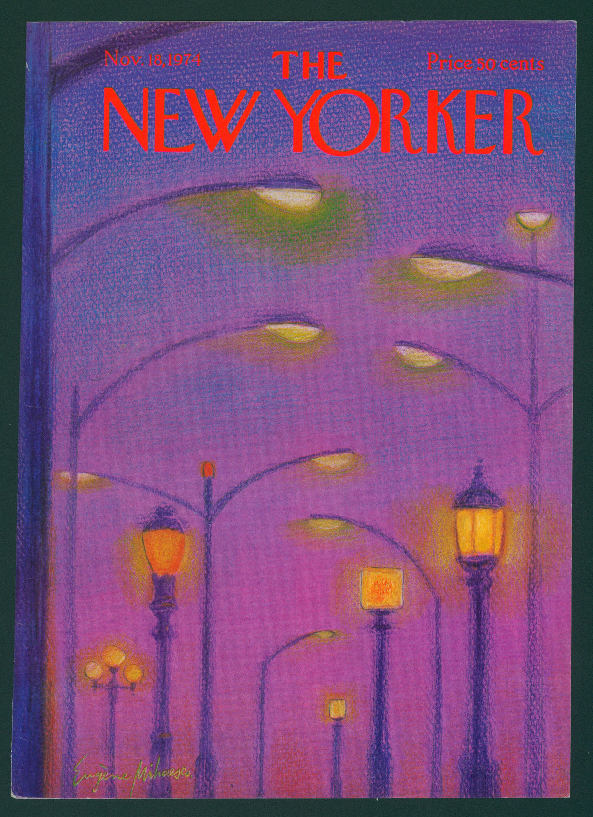 City Lights- The New Yorker - Authentic Vintage Antique Print