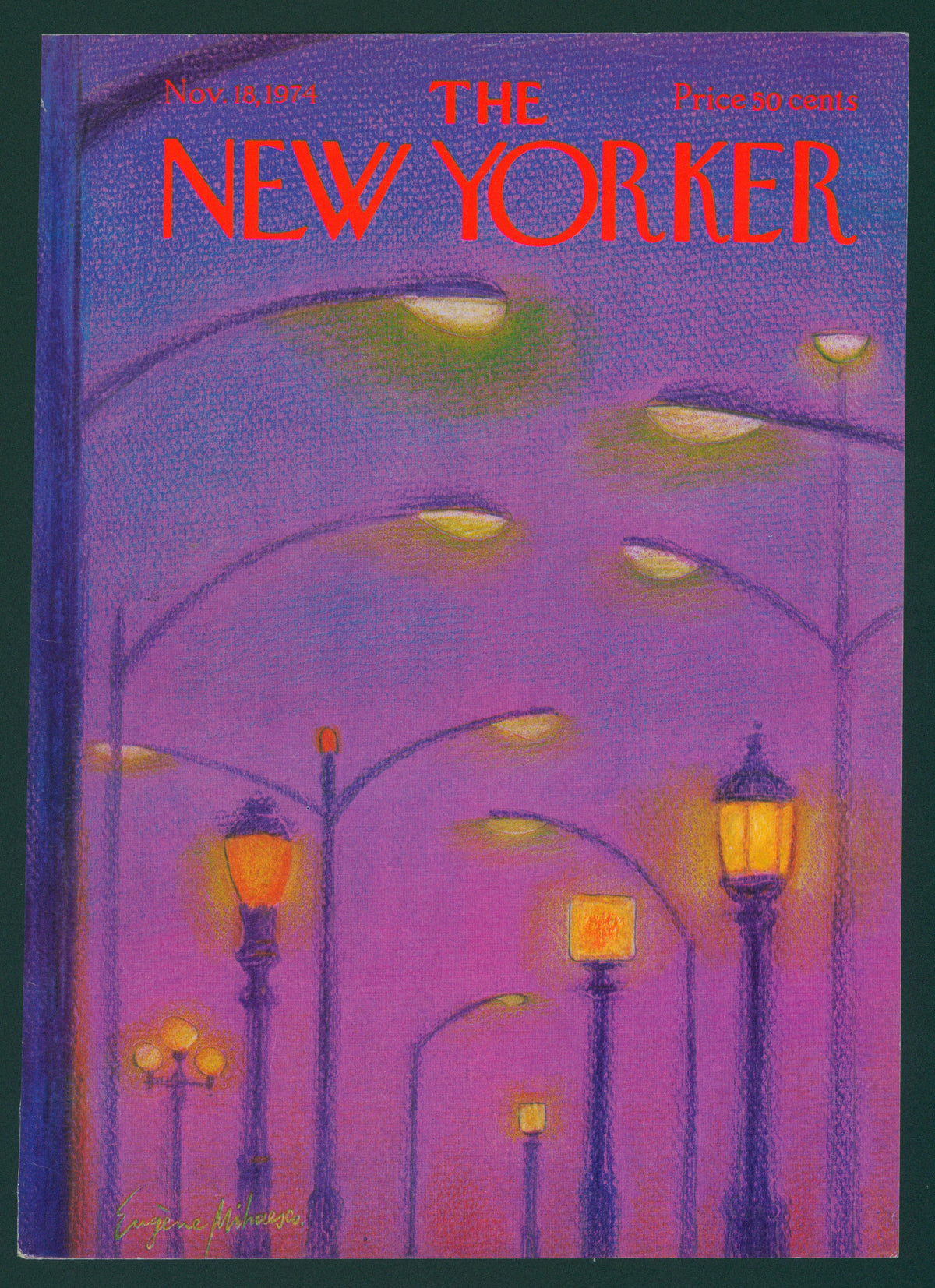 City Lights- The New Yorker - Authentic Vintage Antique Print