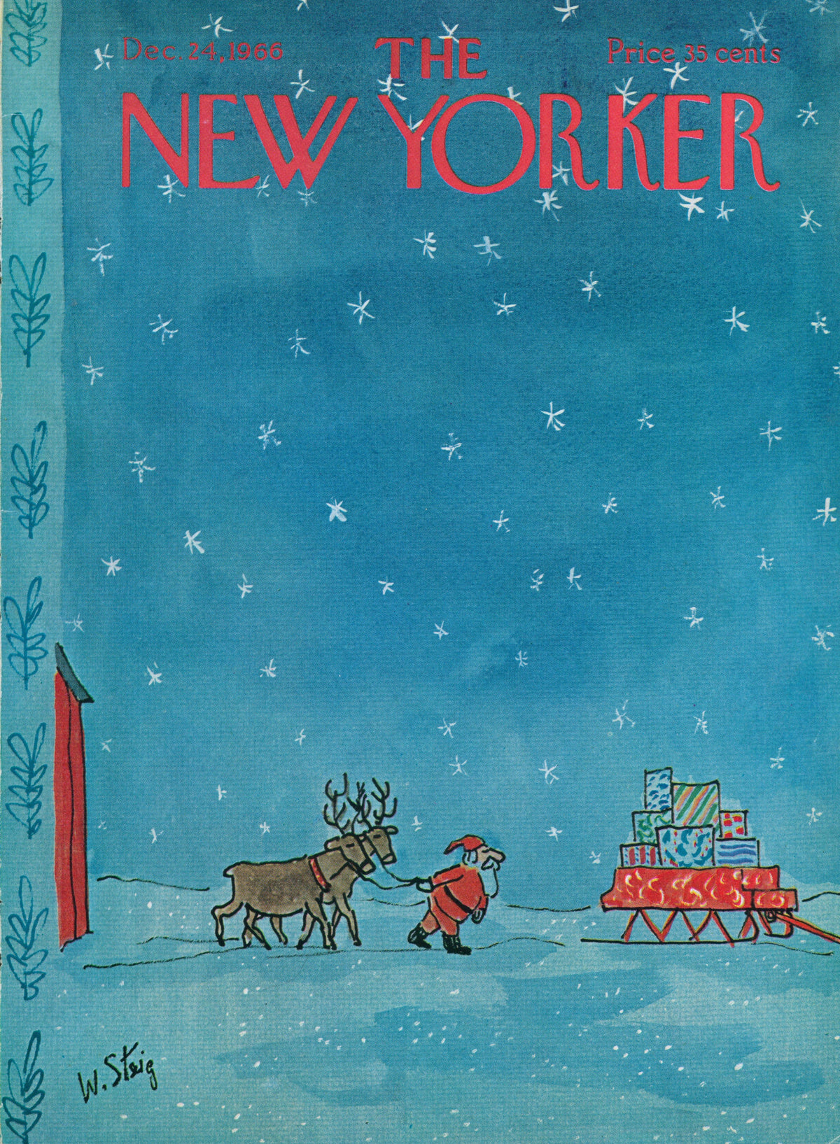 Christmas Eve- The New Yorker - Authentic Vintage Antique Print