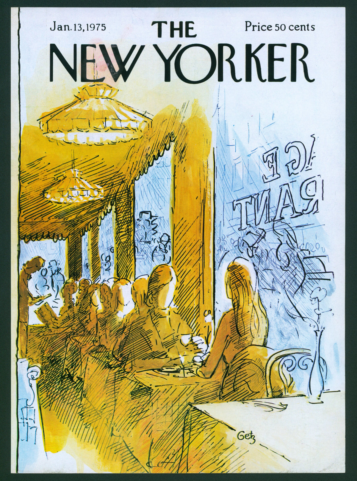 Afternoon Coffee- The New Yorker - Authentic Vintage Antique Print