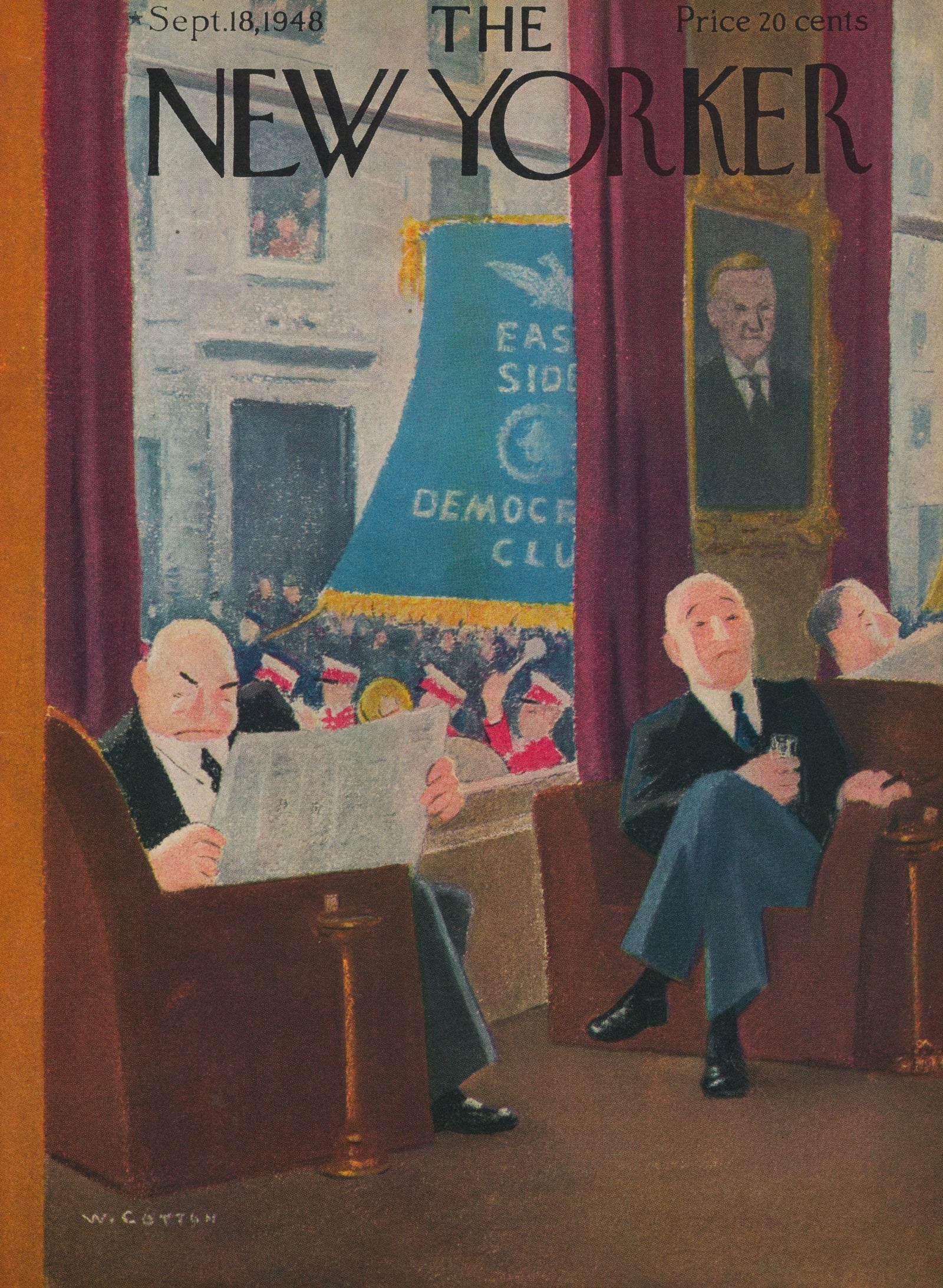 Democratic Club- The New Yorker - Authentic Vintage Antique Print