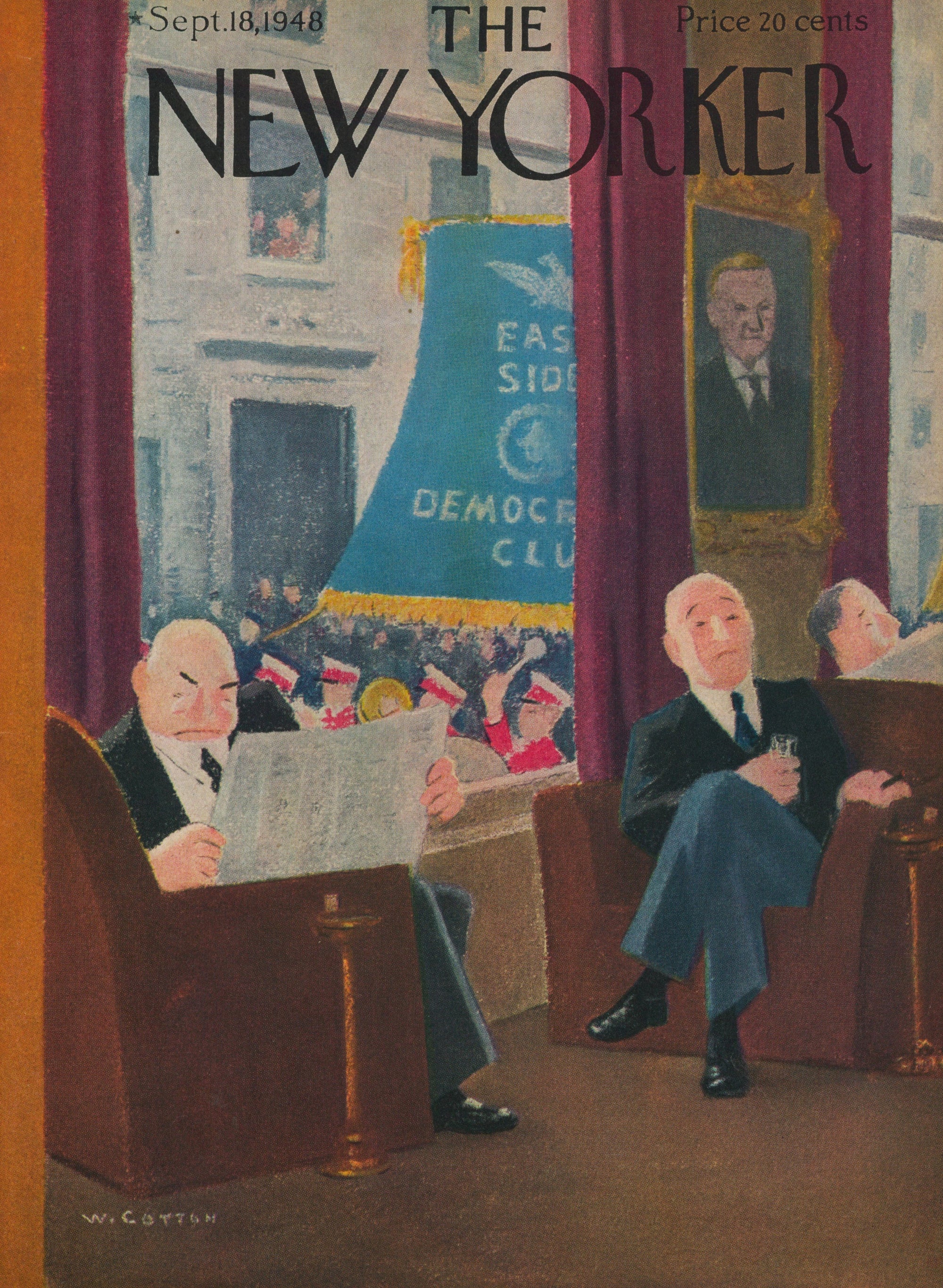 Democratic Club- The New Yorker - Authentic Vintage Antique Print