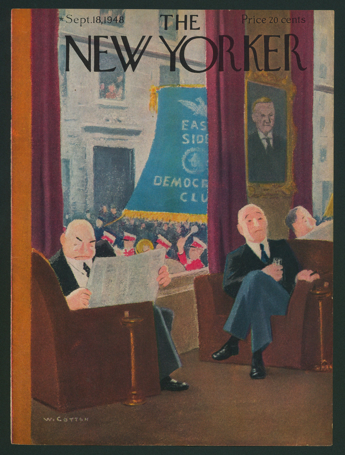 Democratic Club- The New Yorker - Authentic Vintage Antique Print
