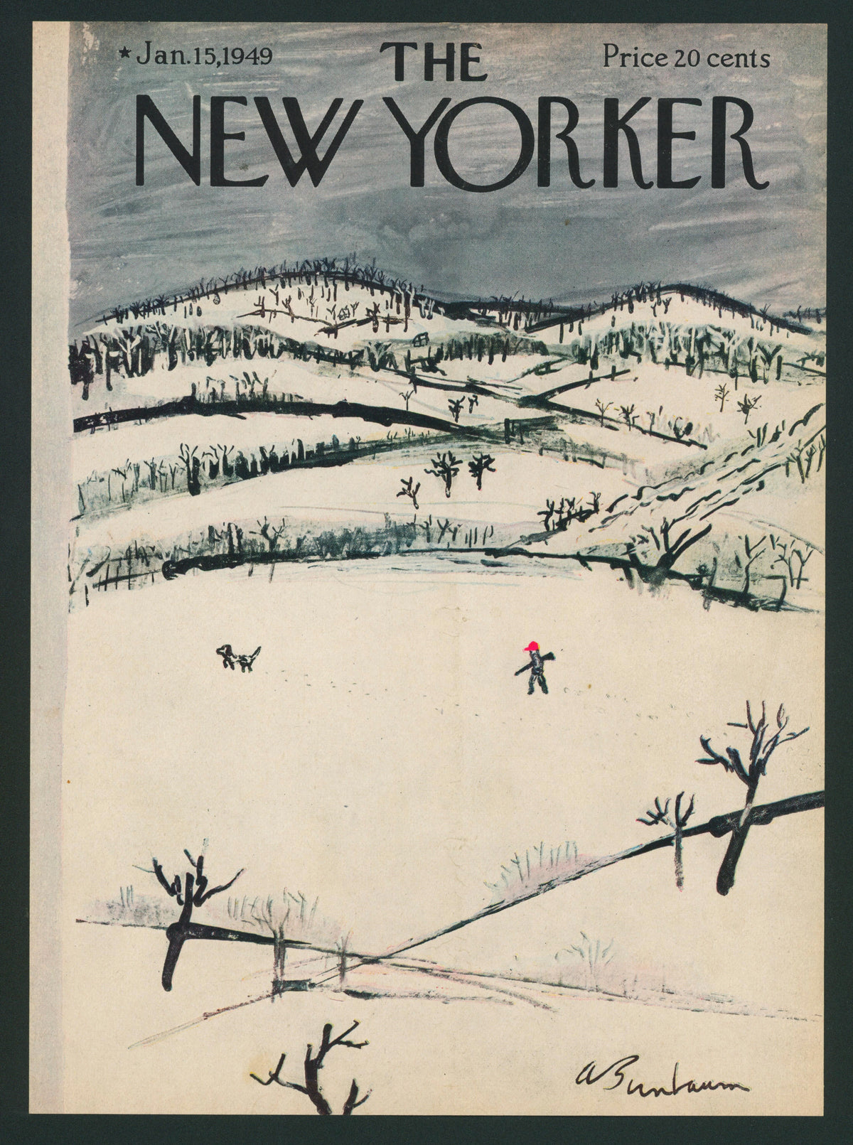 Winter Hunting- The New Yorker - Authentic Vintage Antique Print