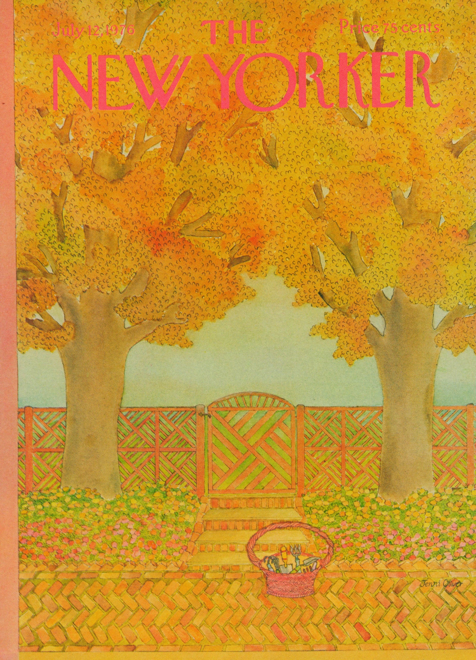 Golden Leaves- The New Yorker - Authentic Vintage Antique Print