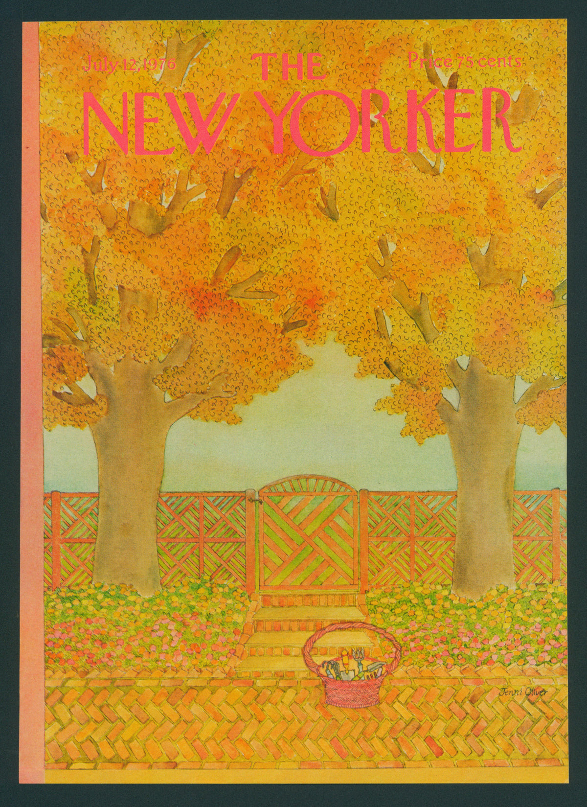 Golden Leaves- The New Yorker - Authentic Vintage Antique Print
