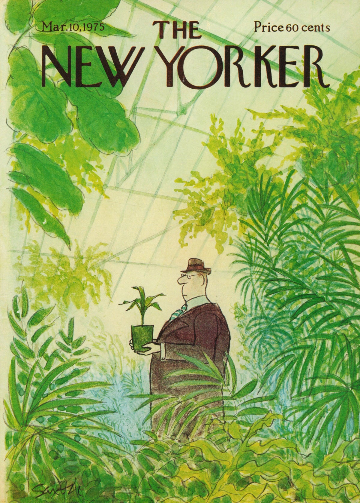 Greenhouse- The New Yorker - Authentic Vintage Antique Print