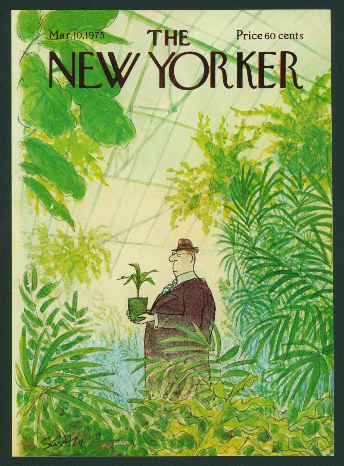 Greenhouse- The New Yorker - Authentic Vintage Antique Print
