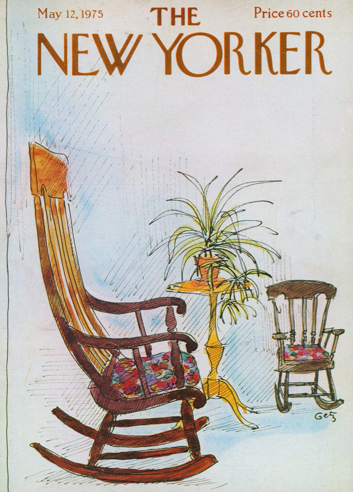 Rocking Chair- The New Yorker - Authentic Vintage Antique Print