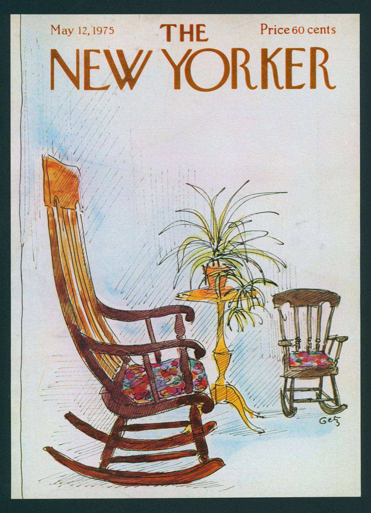 Rocking Chair- The New Yorker - Authentic Vintage Antique Print