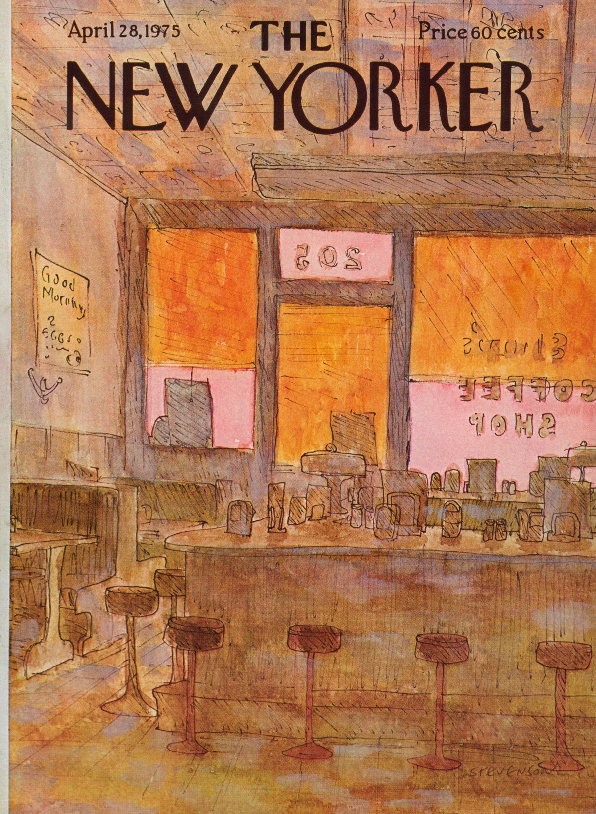 Coffee Shop - The New Yorker - Authentic Vintage Antique Print
