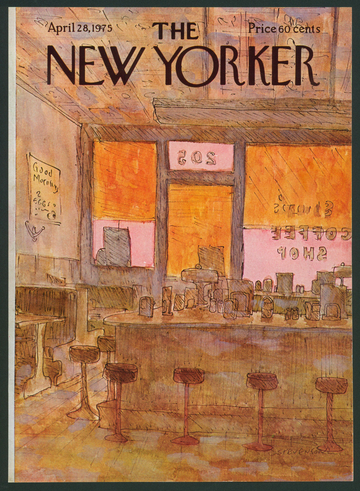 Coffee Shop - The New Yorker - Authentic Vintage Antique Print