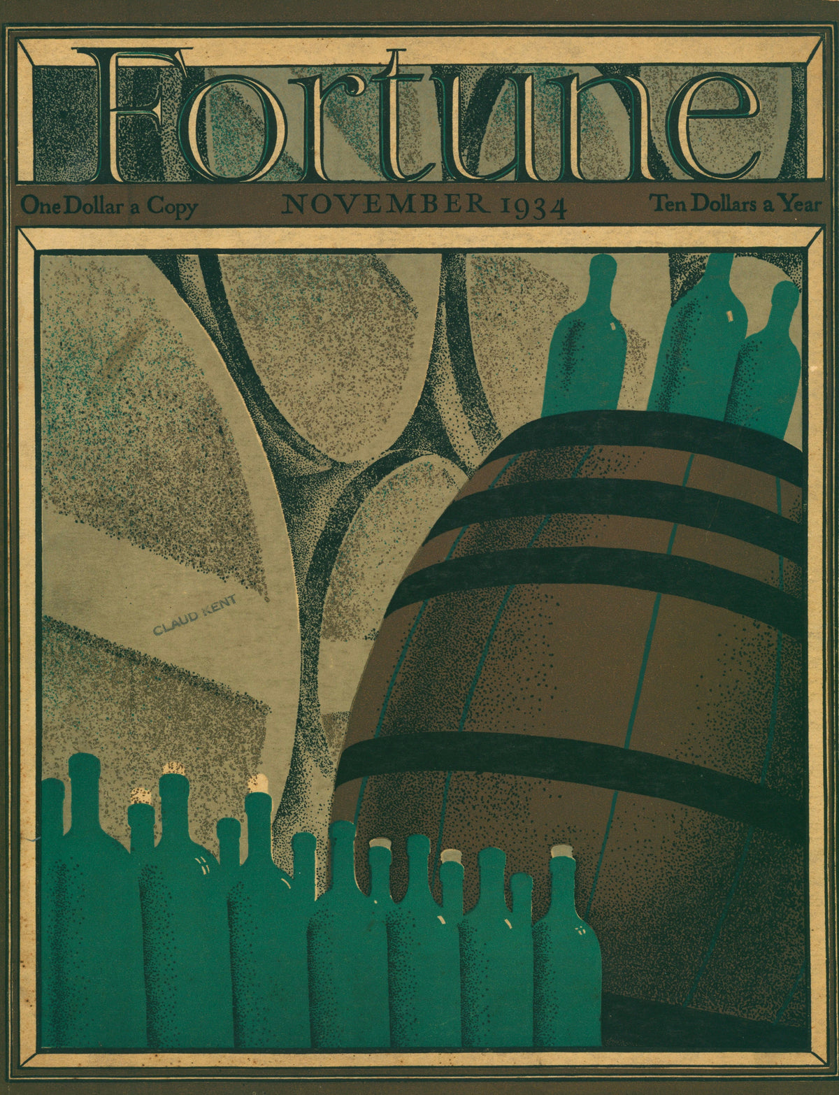 7 Fortune Magazines - 2 (Green Bottle) - Authentic Vintage Antique Print