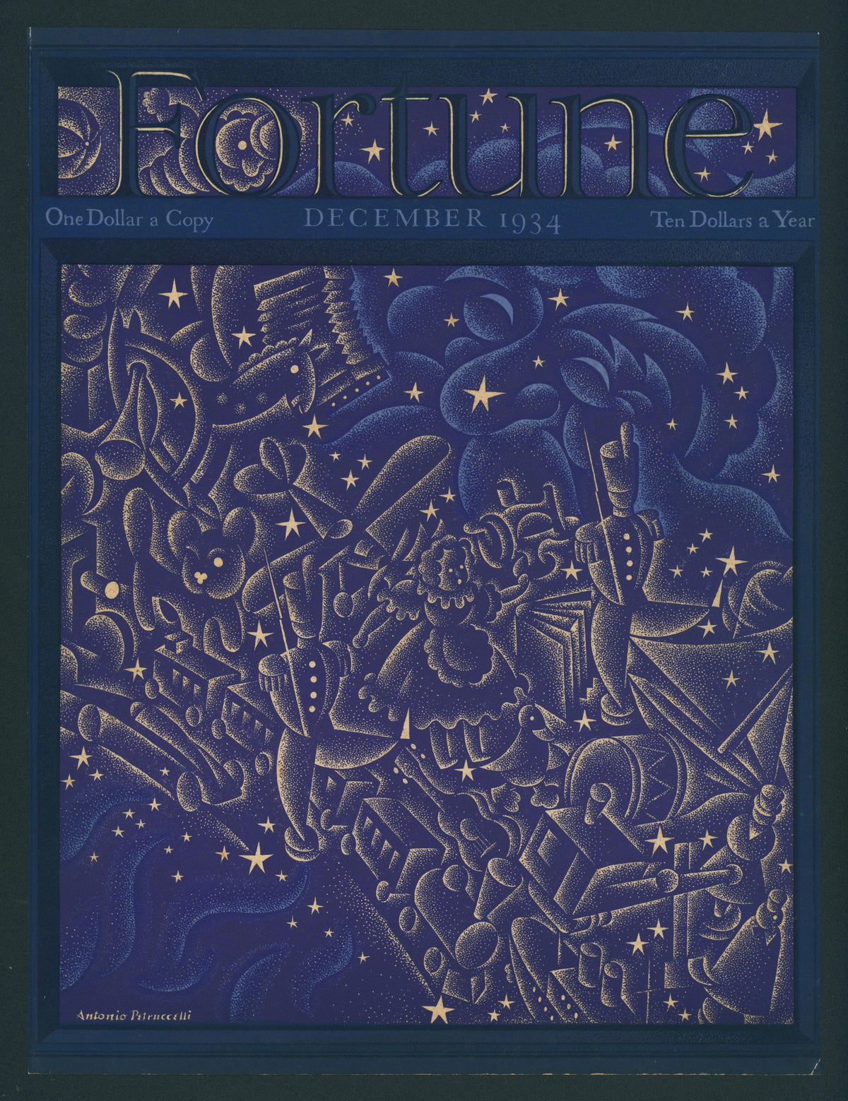 December Constellations- Fortune Magazine - Authentic Vintage Antique Print