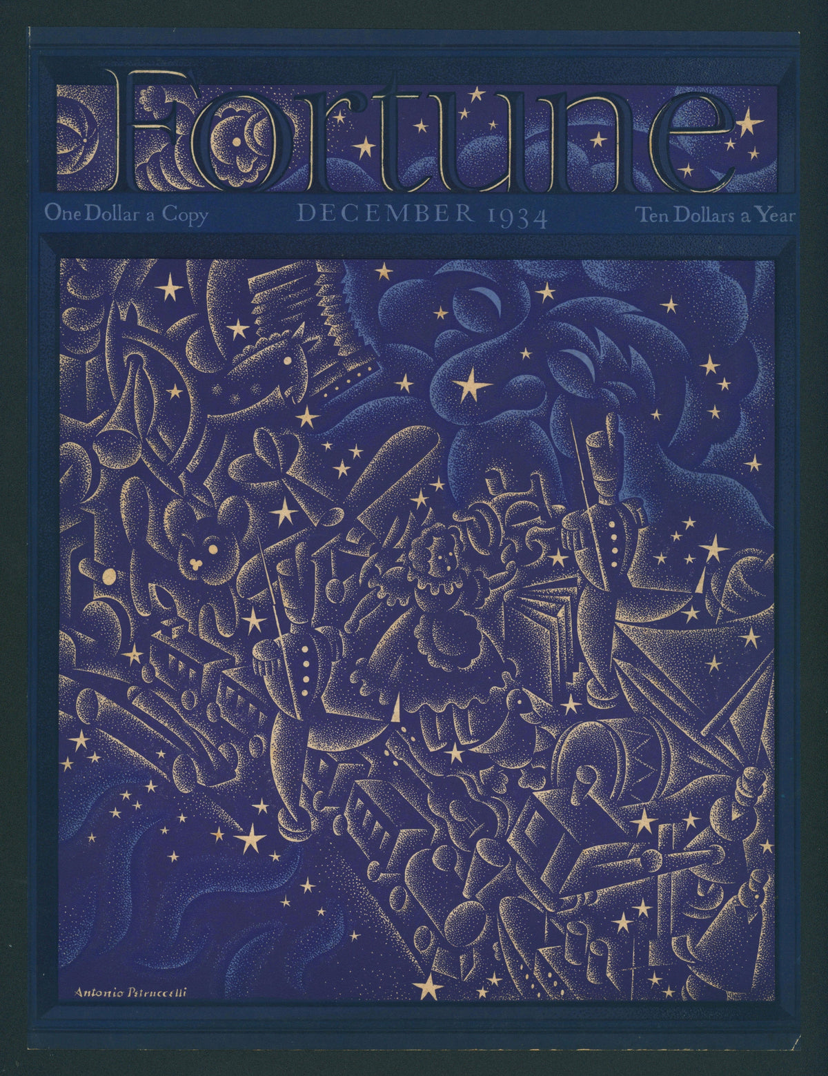 December Constellations- Fortune Magazine - Authentic Vintage Antique Print
