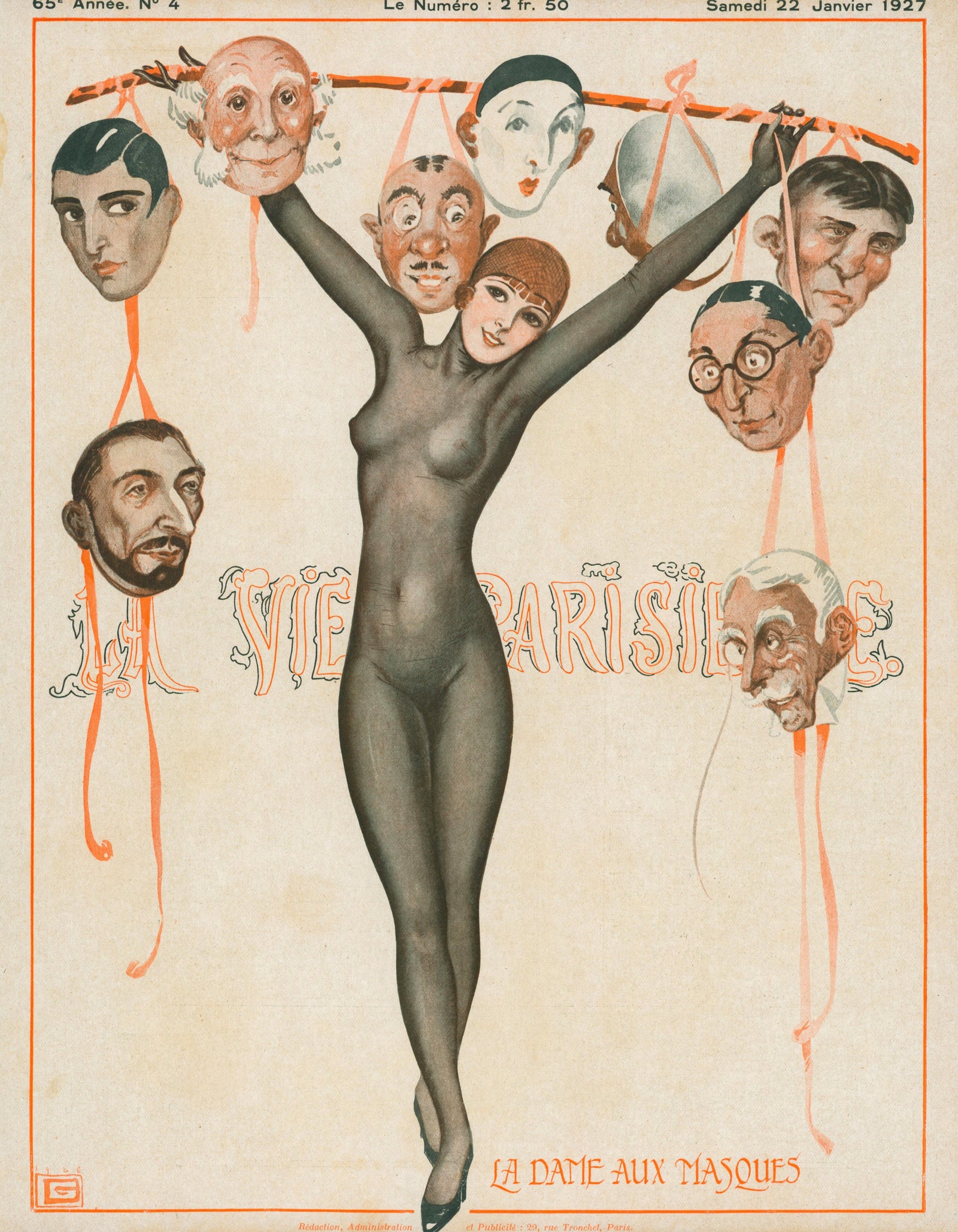 Masked Guardian- La Vie Parisienne - Authentic Vintage Antique Print