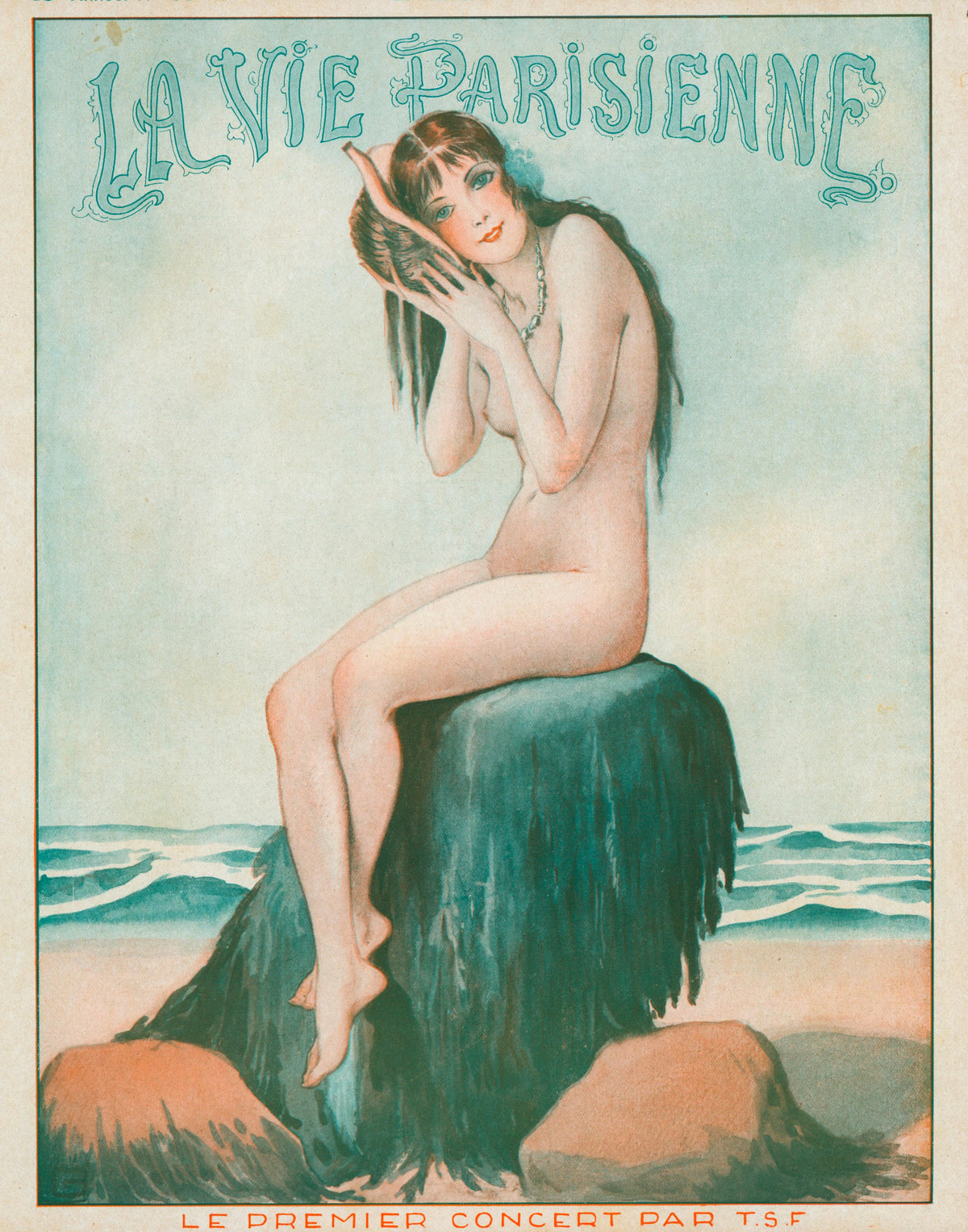 Etheral Mermaid- La Vie Parisienne - Authentic Vintage Antique Print