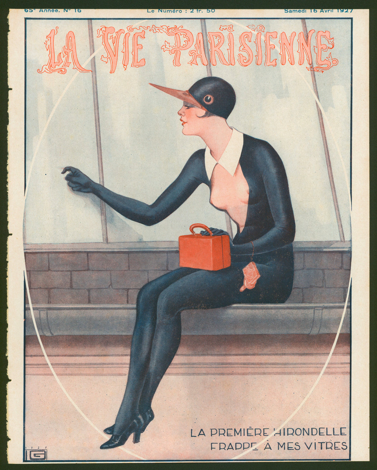 Lady Penguin- La Vie Parisienne - Authentic Vintage Antique Print