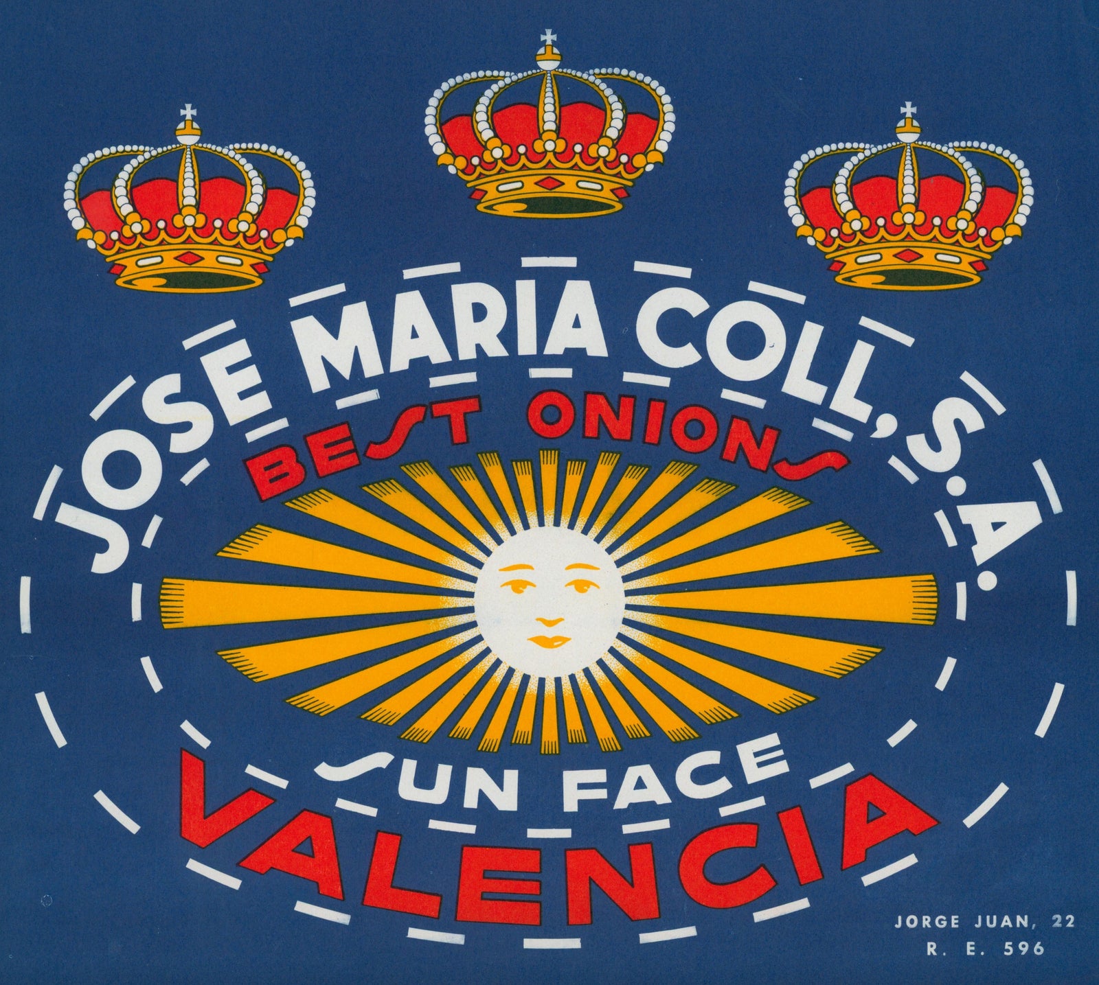 Valencia Onions- Spanish Crate Label - Authentic Vintage Antique Print