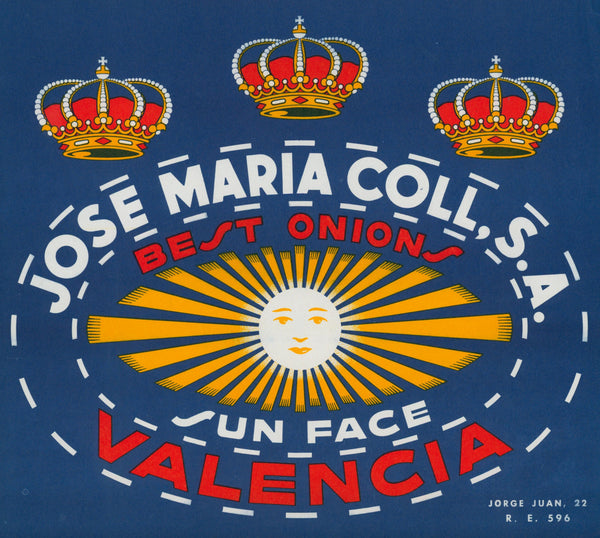Valencia Onions- Spanish Crate Label - Authentic Vintage Product Label
