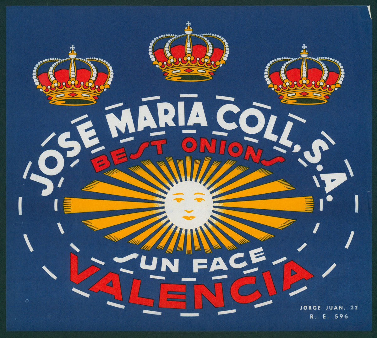 Valencia Onions- Spanish Crate Label - Authentic Vintage Antique Print