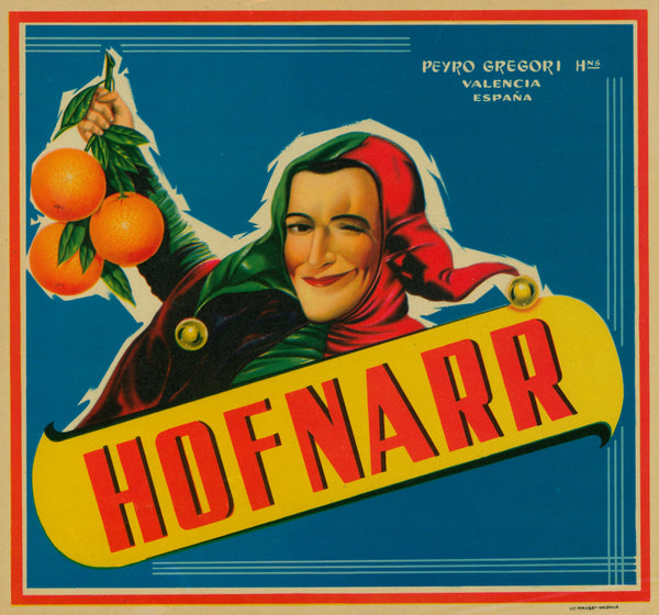 The Jester- Spanish Crate Label - Authentic Vintage Product Label