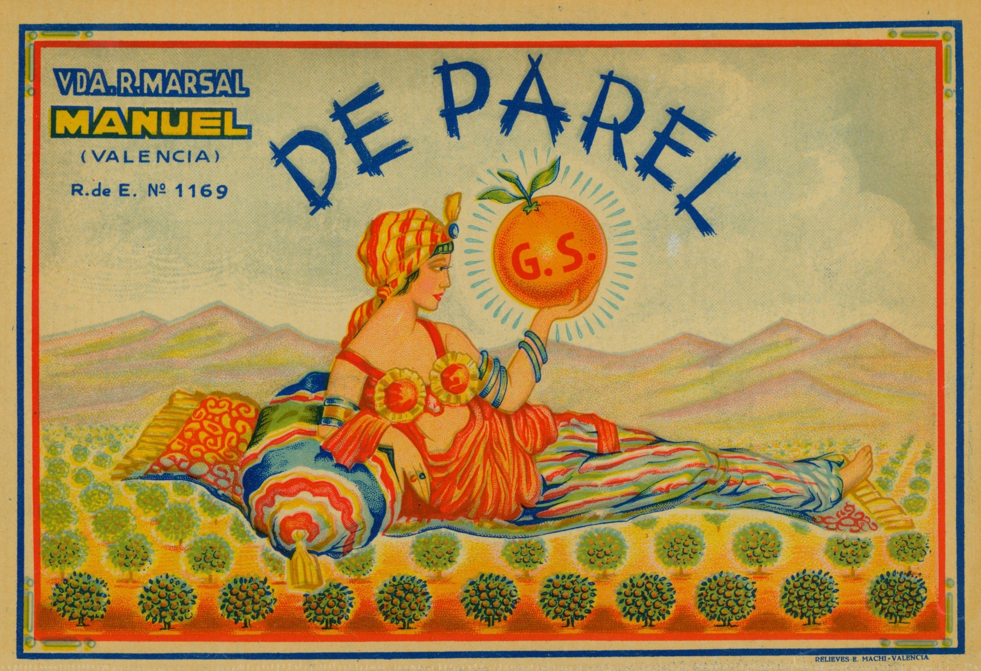 De Parel- Spanish Crate Label - Authentic Vintage Antique Print