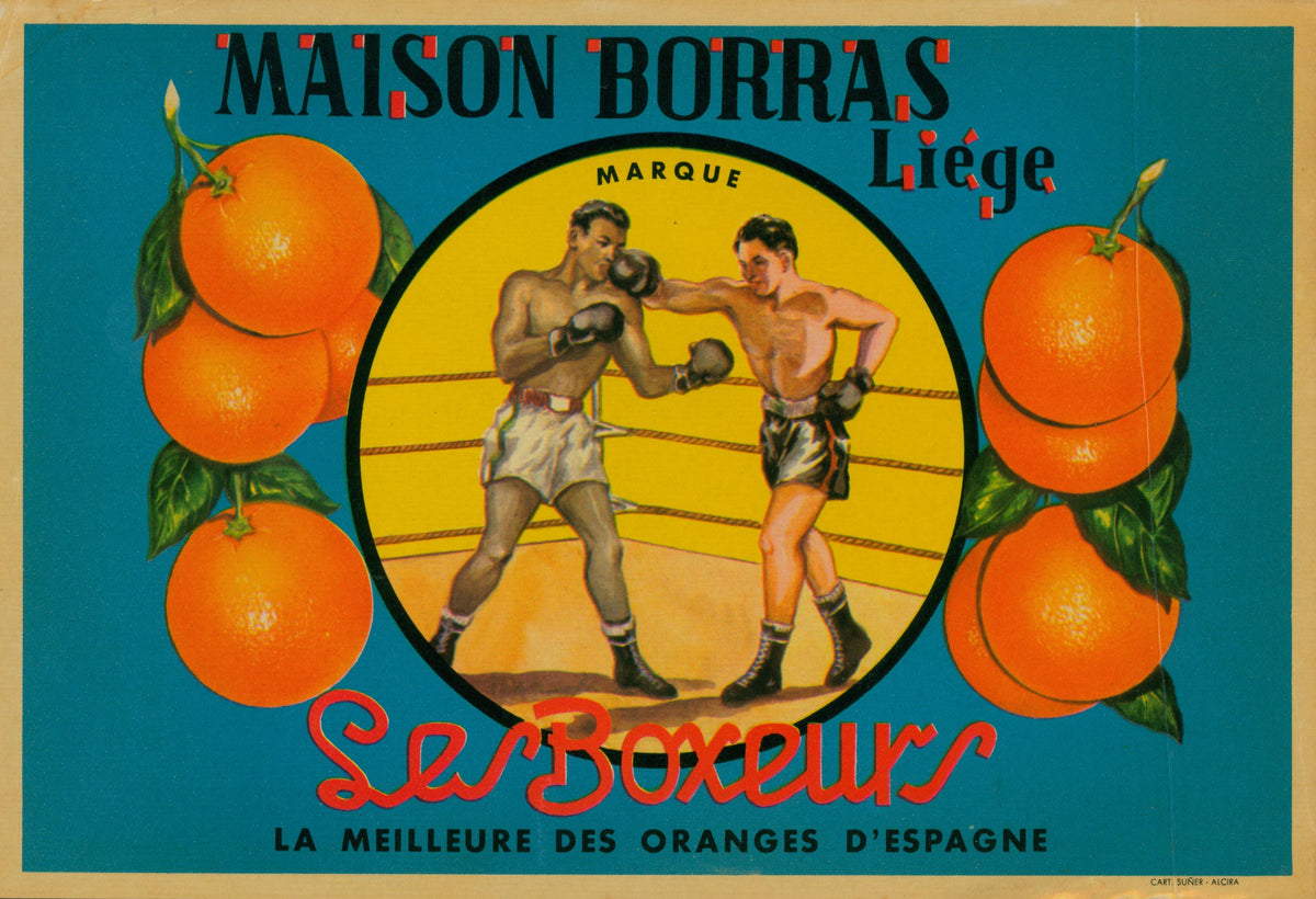 Boxers- Spanish Crate Label - Authentic Vintage Antique Print