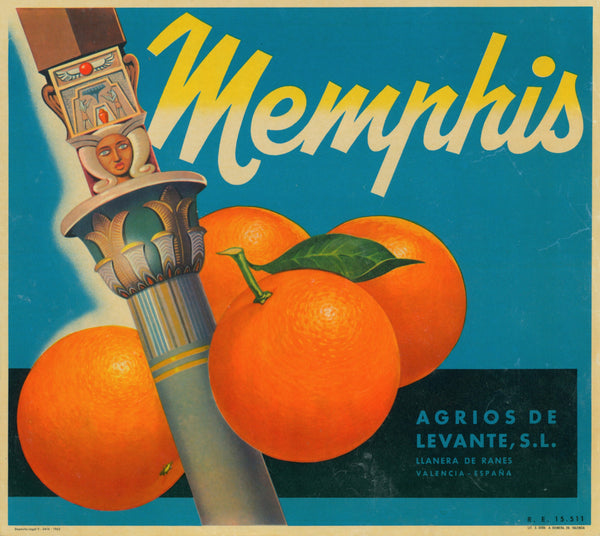 Memphis- Spanish Crate Label - Authentic Vintage Product Label