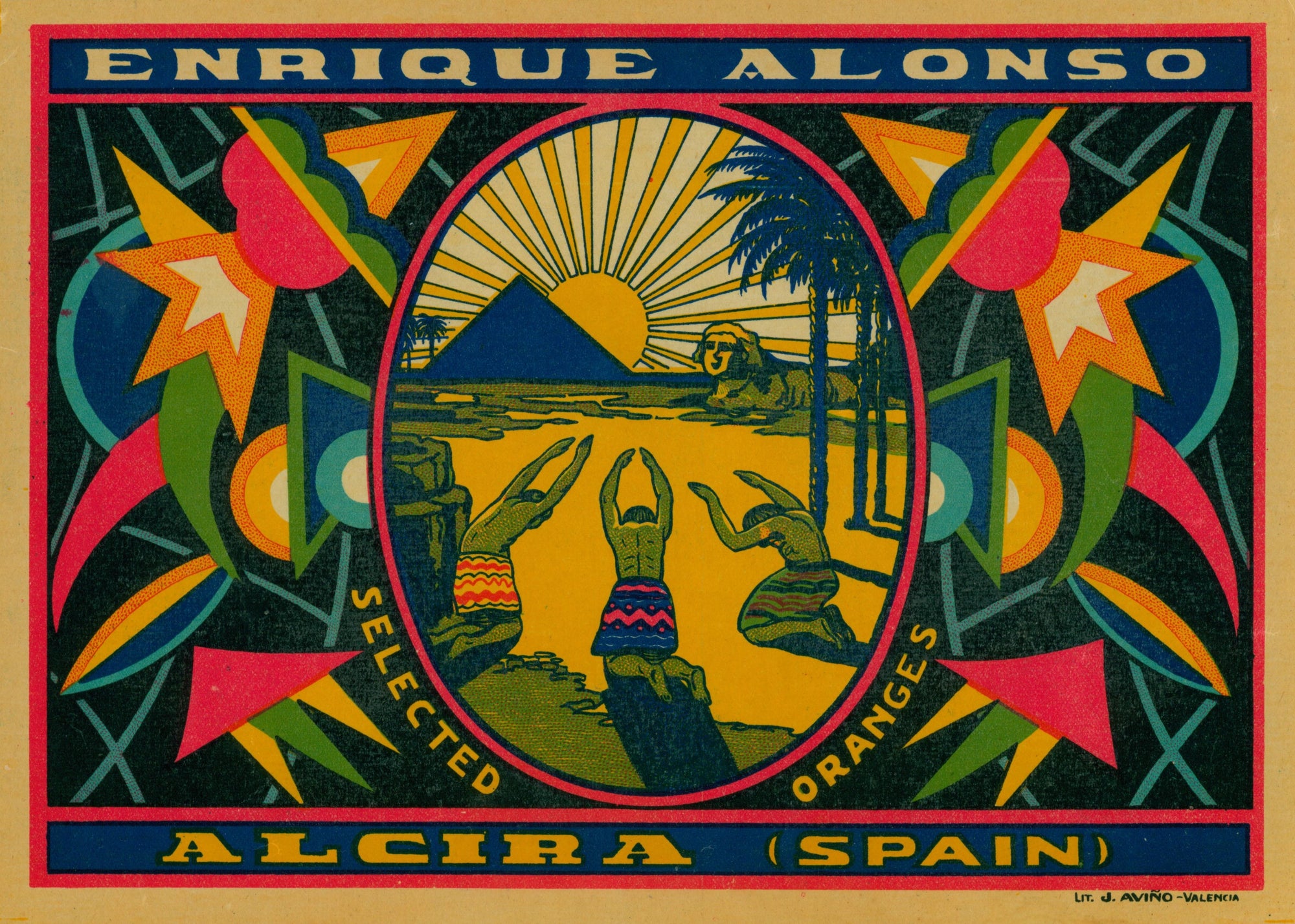 Sun Bow- Spanish Crate Label - Authentic Vintage Antique Print