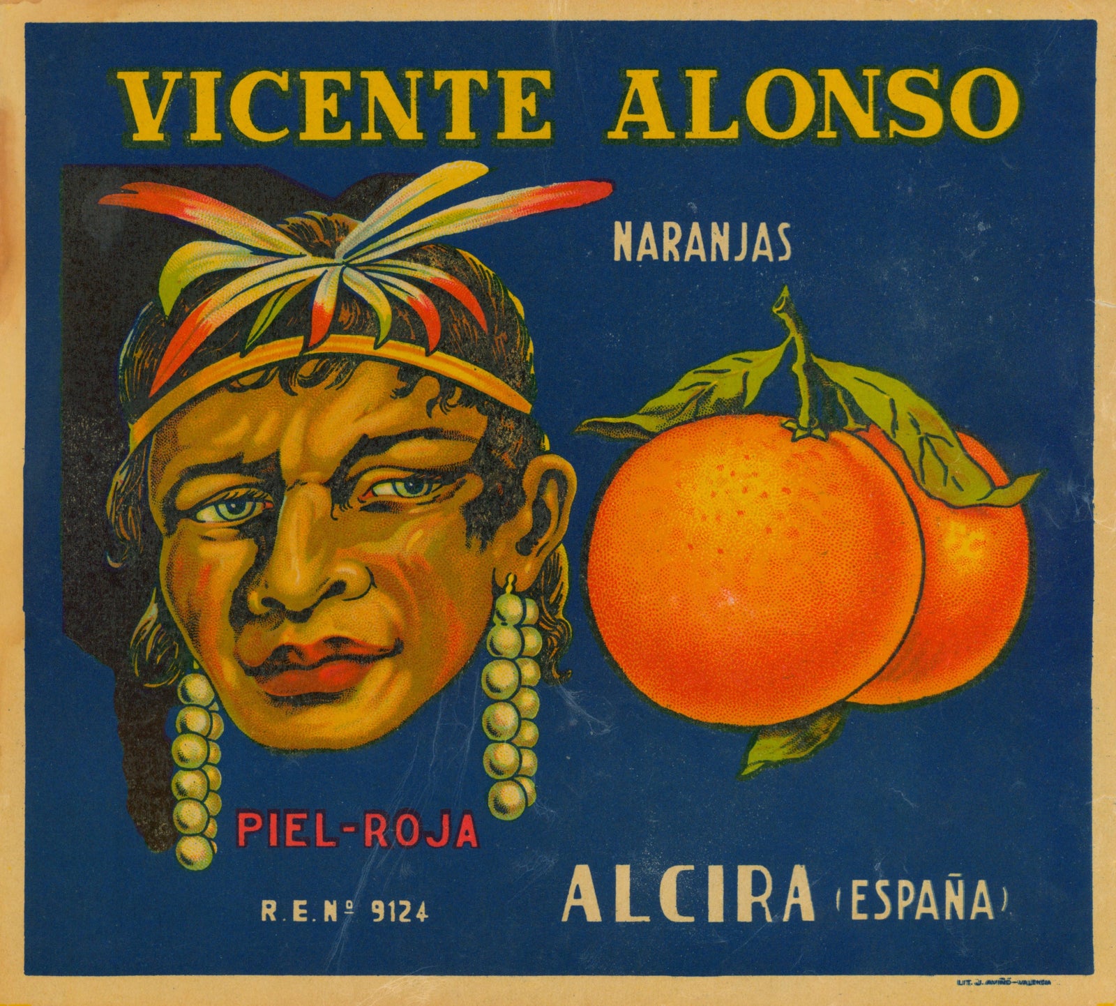 Vicente Alonso- Spanish Crate Label - Authentic Vintage Antique Print