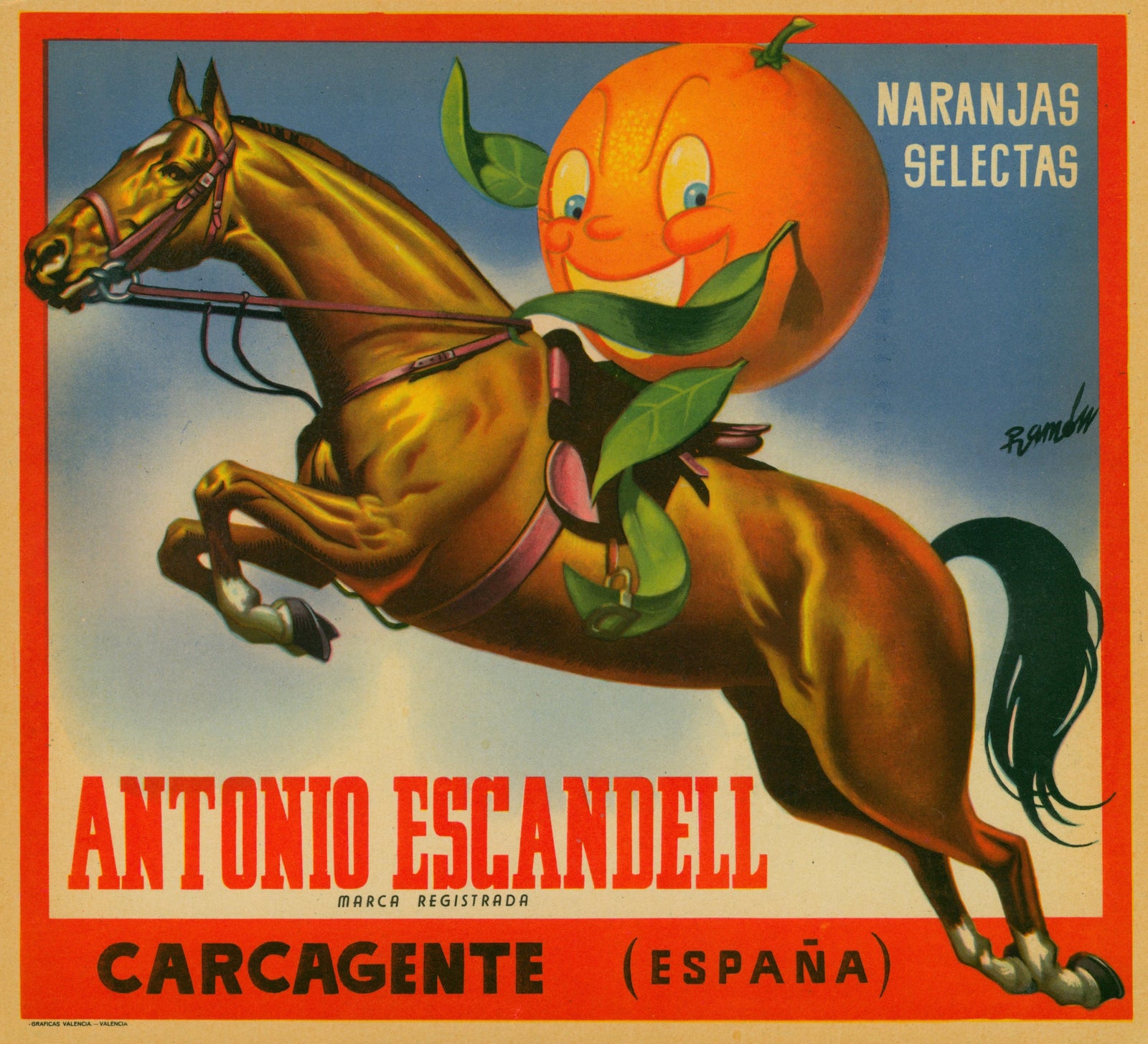 Giddy Up- Spanish Crate Label - Authentic Vintage Antique Print