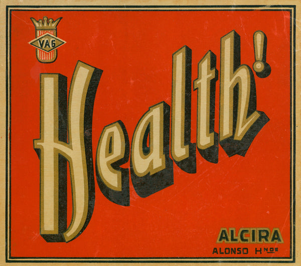 Health- Spanish Crate Label - Authentic Vintage Product Label
