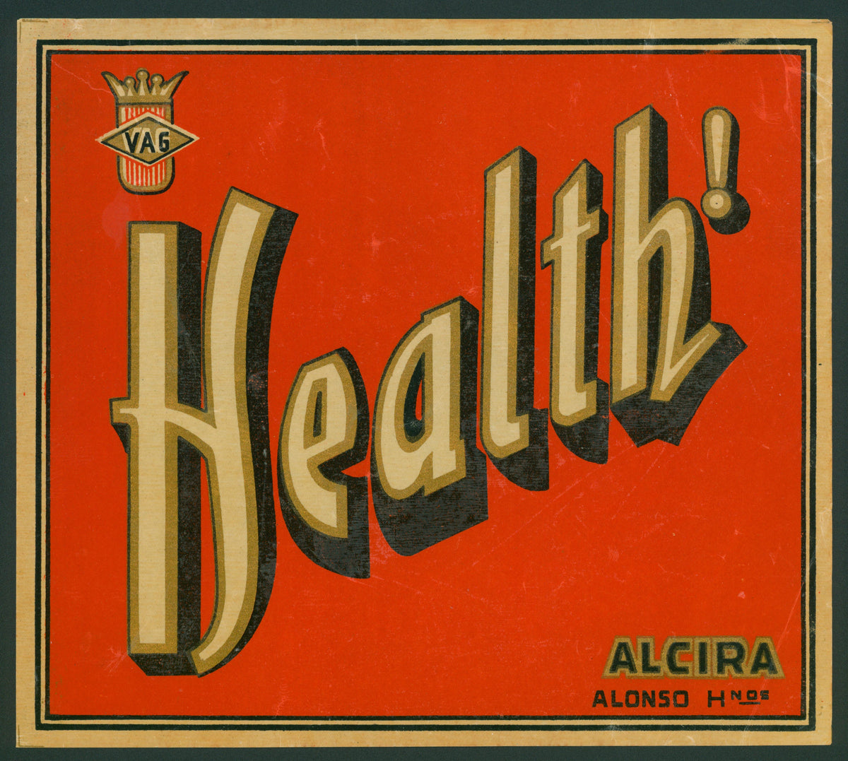 Health- Spanish Crate Label - Authentic Vintage Antique Print