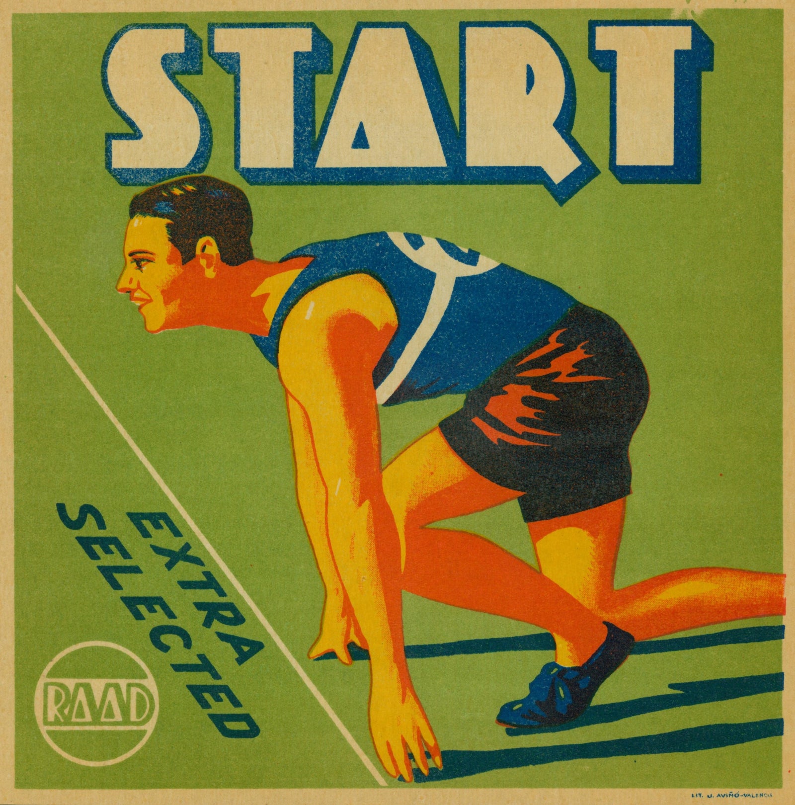 Track Star- Spanish Crate Label - Authentic Vintage Antique Print