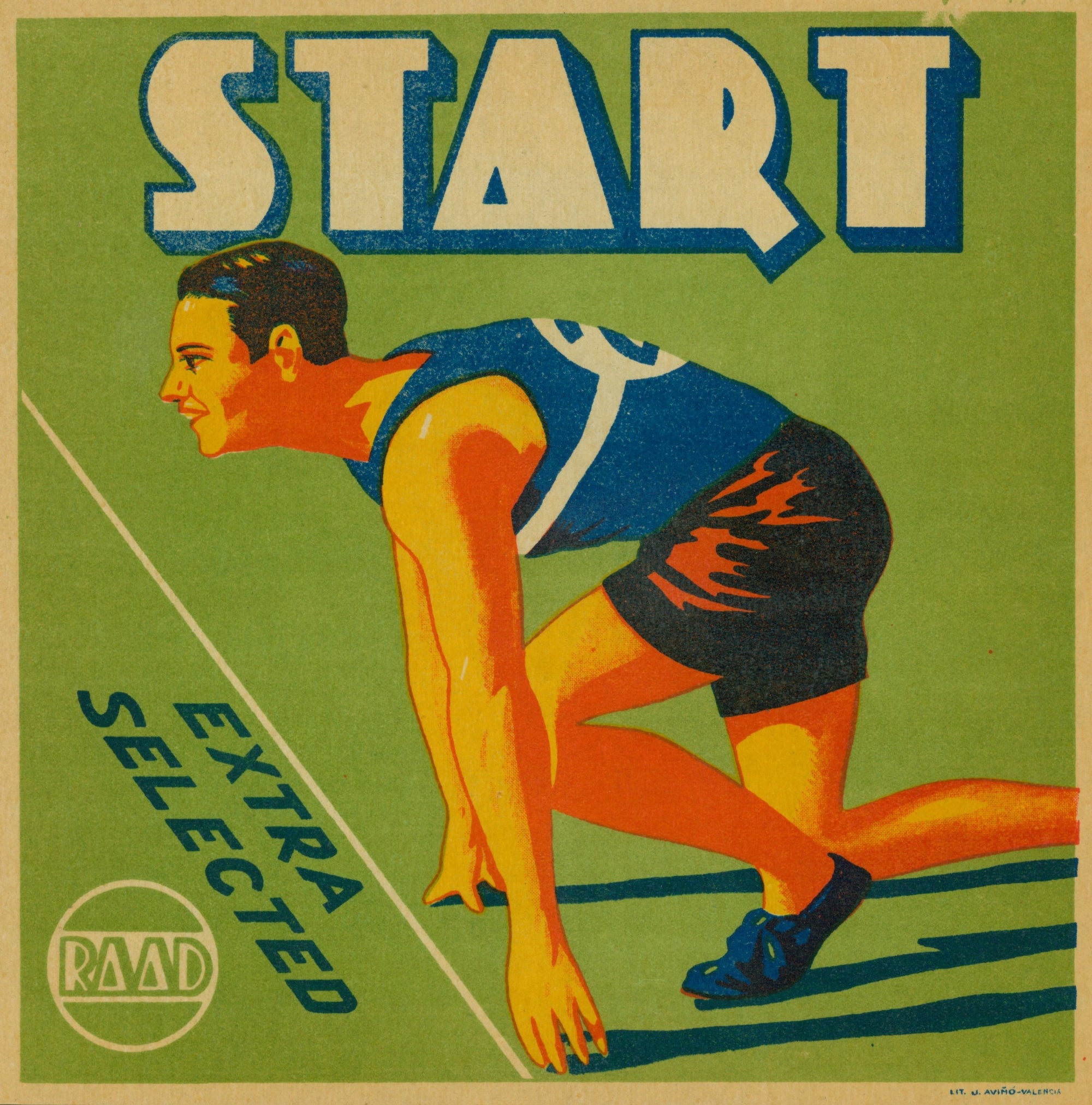 Track Star- Spanish Crate Label - Authentic Vintage Antique Print