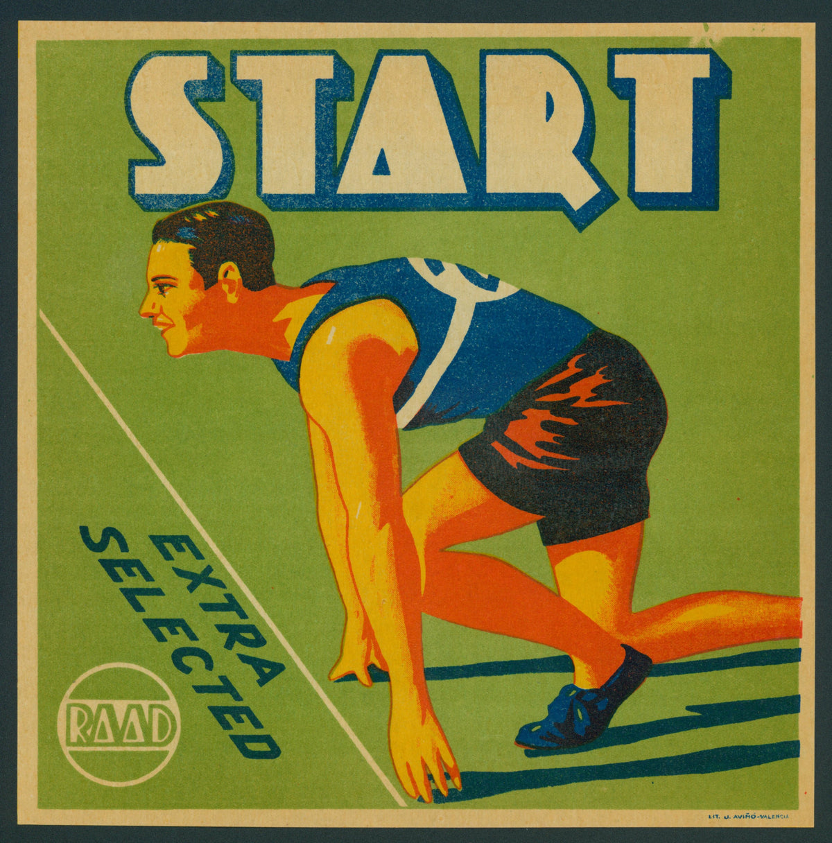 Track Star- Spanish Crate Label - Authentic Vintage Antique Print