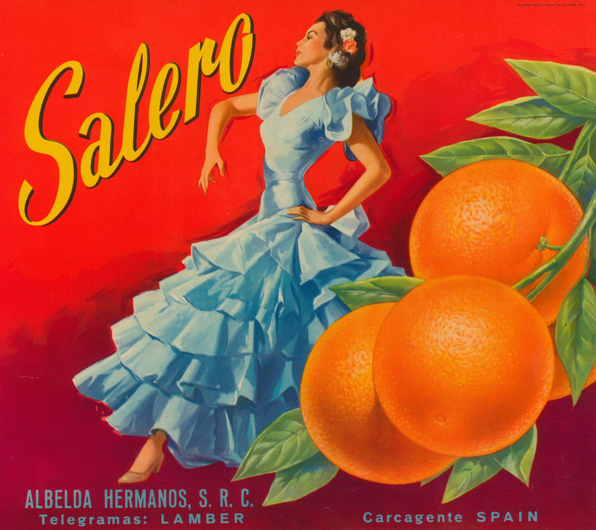 Salero- Spanish Crate Label - Authentic Vintage Antique Print