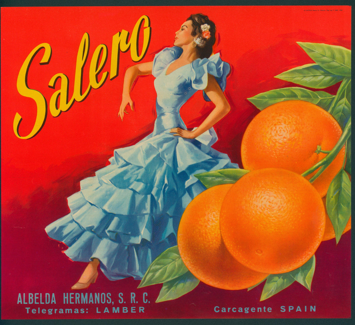 Salero- Spanish Crate Label - Authentic Vintage Antique Print