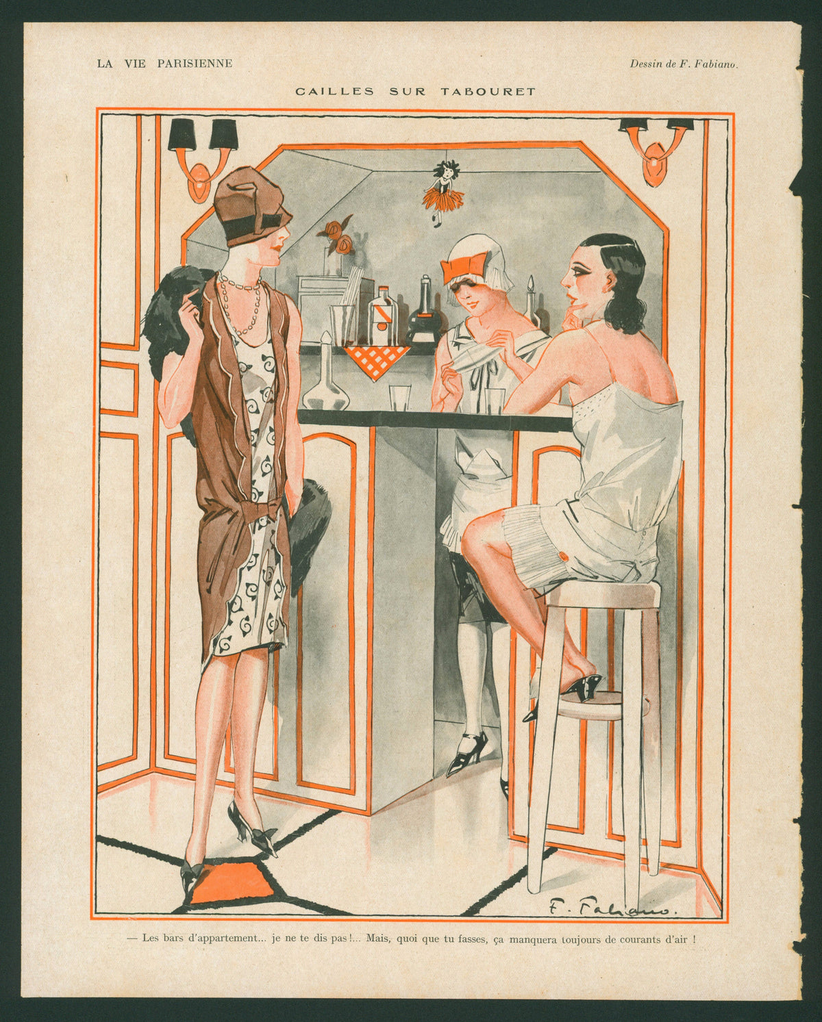 Apartment Bar- La Vie Parisienne - Authentic Vintage Antique Print