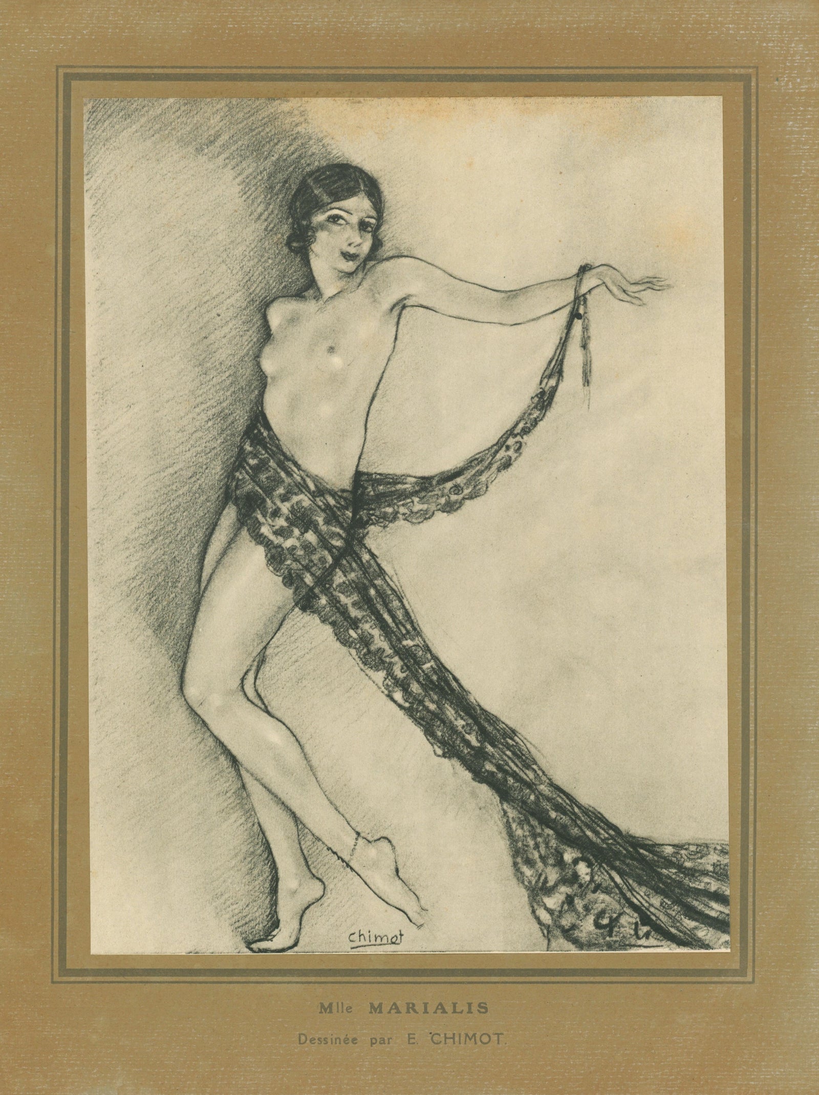 Bonjour Paris- Mlle Marialis 1 - Authentic Vintage Antique Print