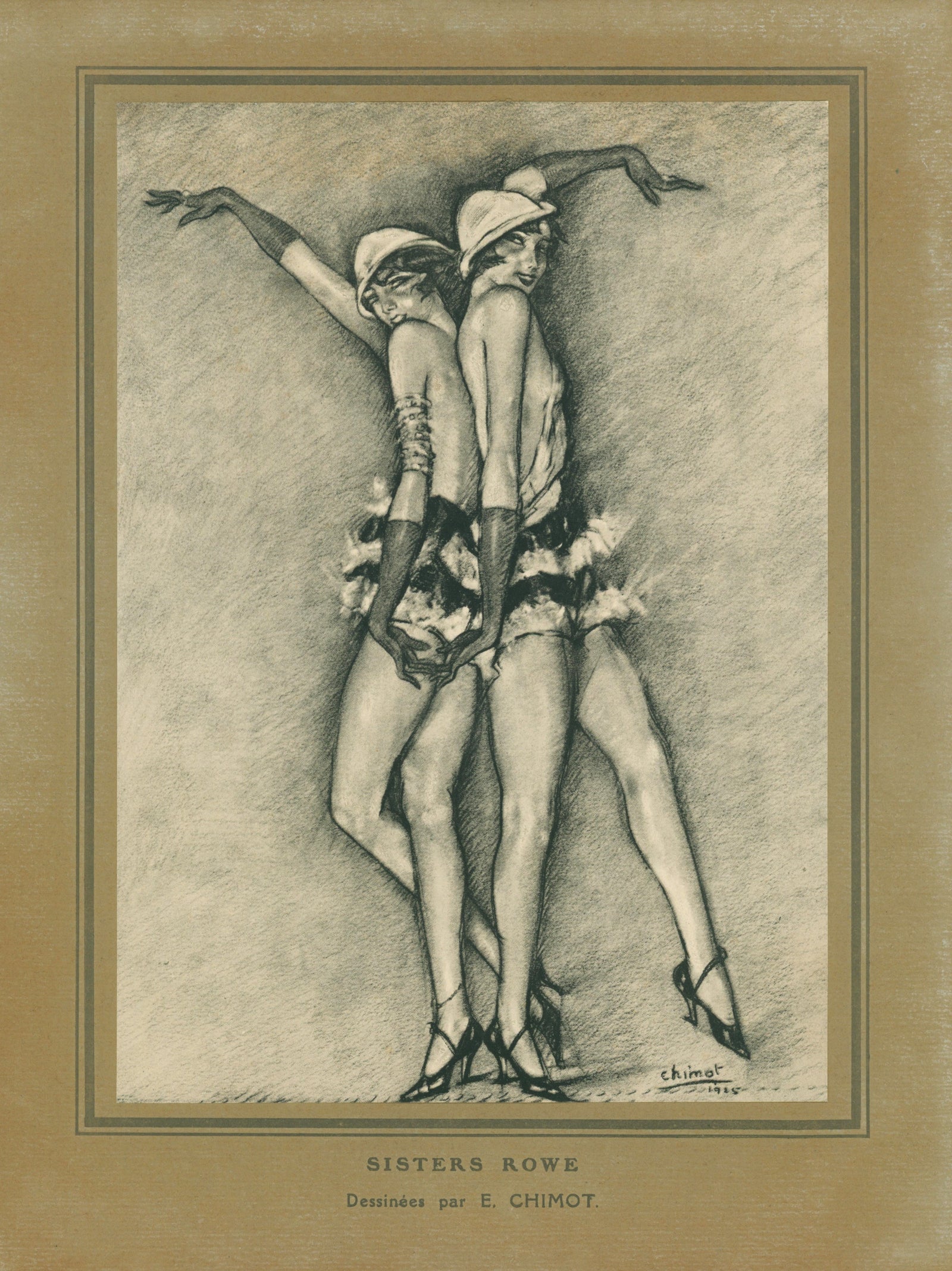 Bonjour Paris- Sisters Rowe - Authentic Vintage Antique Print